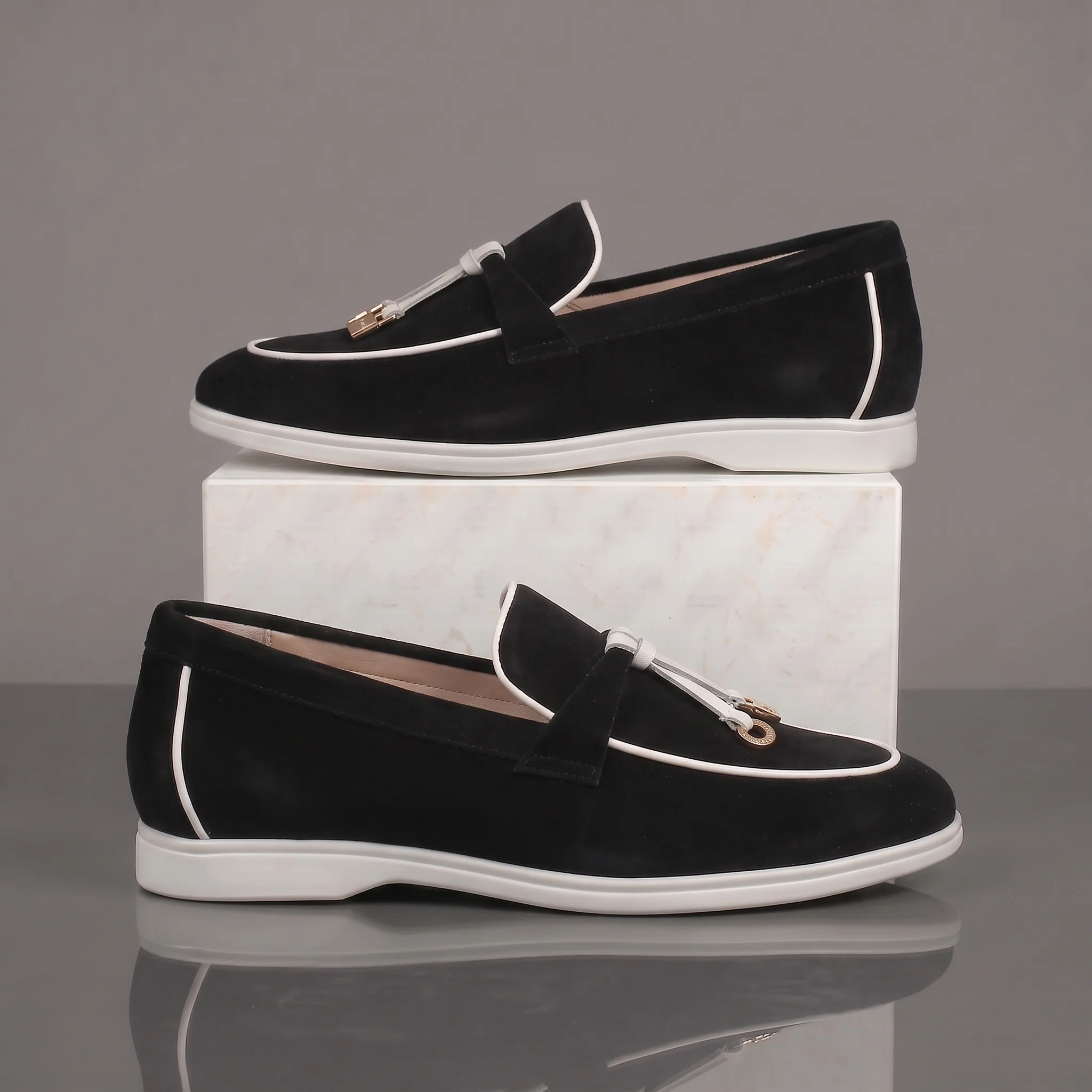 Mocassins Noir Daim de Luxe Tres Confortable - Femme - Image 4