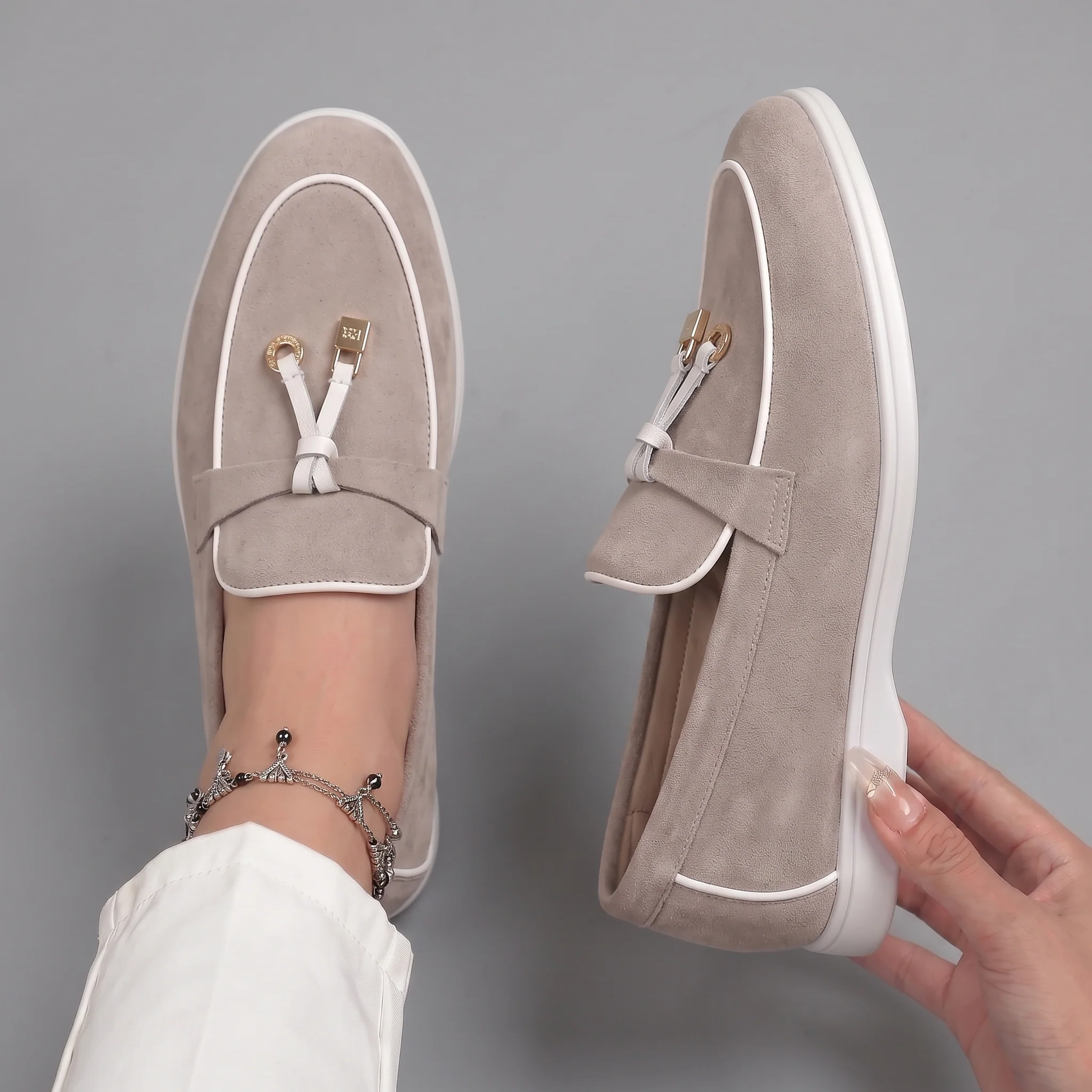Mocassins Beige Daim de Luxe Tres Confortable - Femme - Image 2
