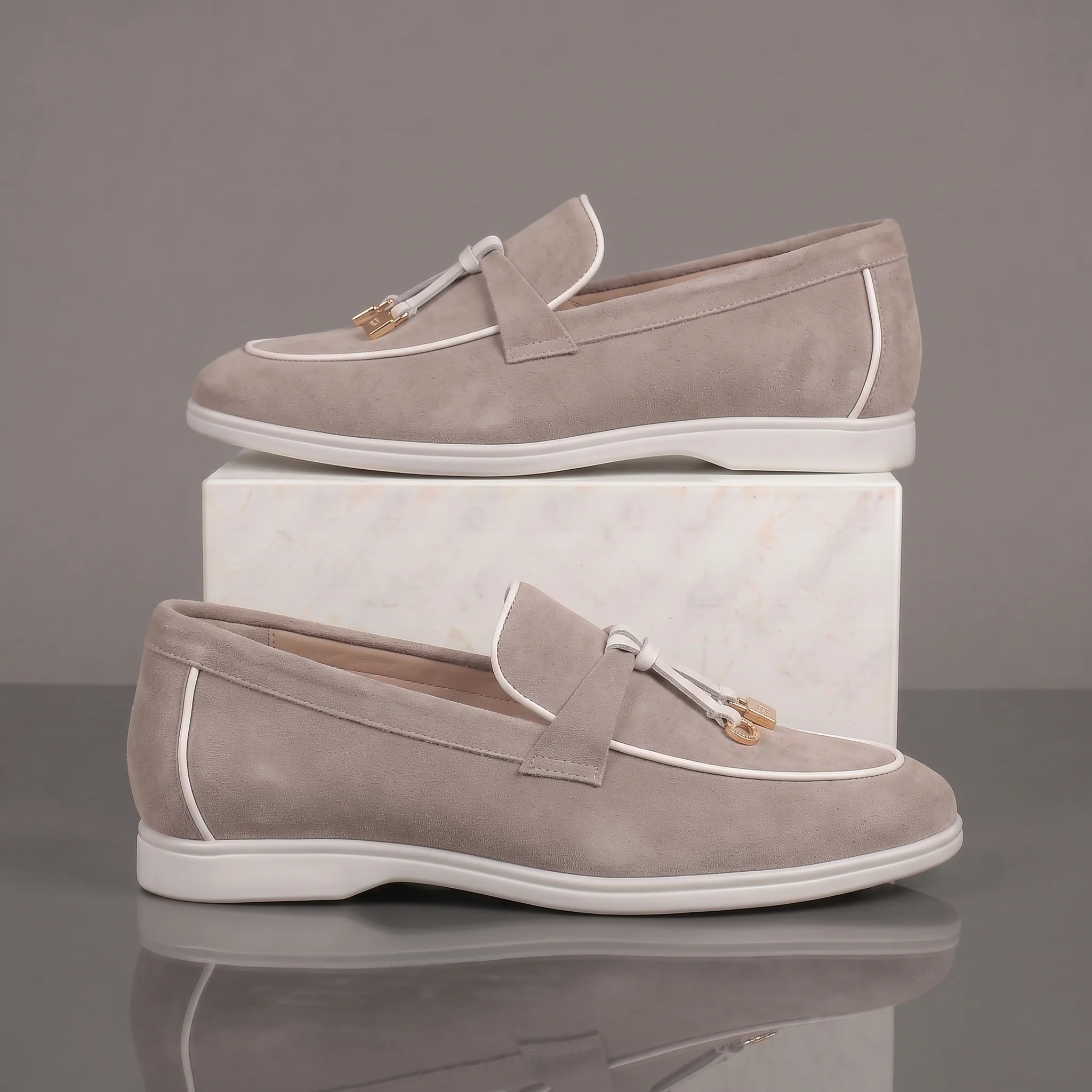 Mocassins Beige Daim de Luxe Tres Confortable - Femme - Image 4