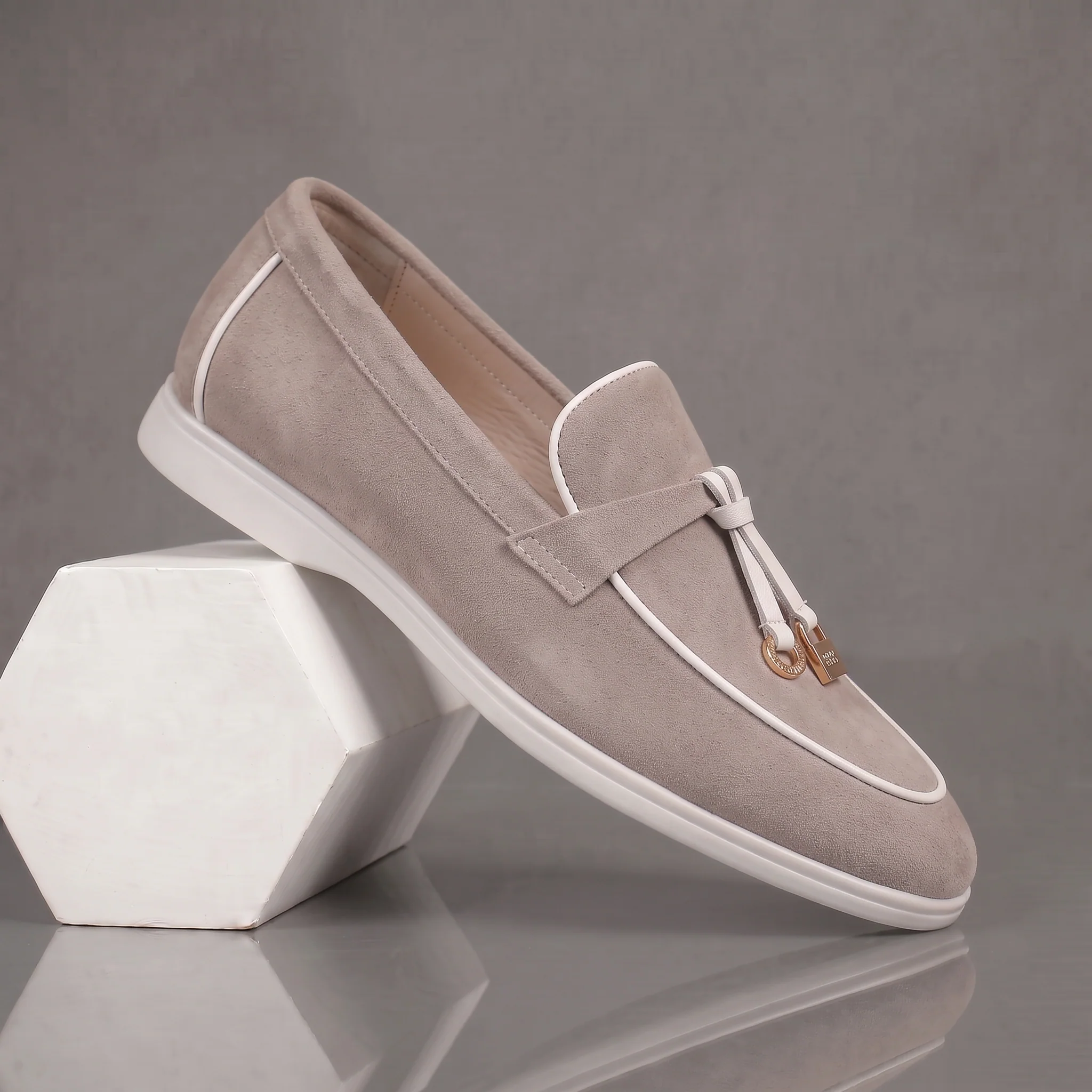 Mocassins Beige Daim de Luxe Tres Confortable - Femme - Image 5