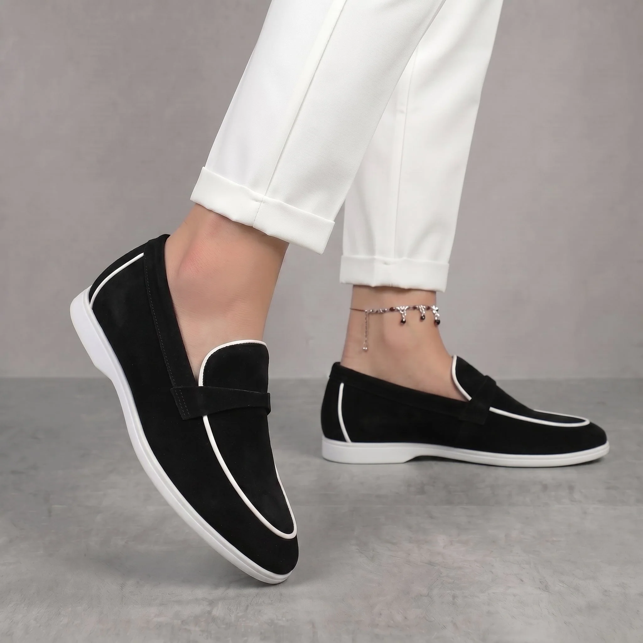 Mocassins Noir Daim de Luxe Tres Confortable - Femme - Image 3