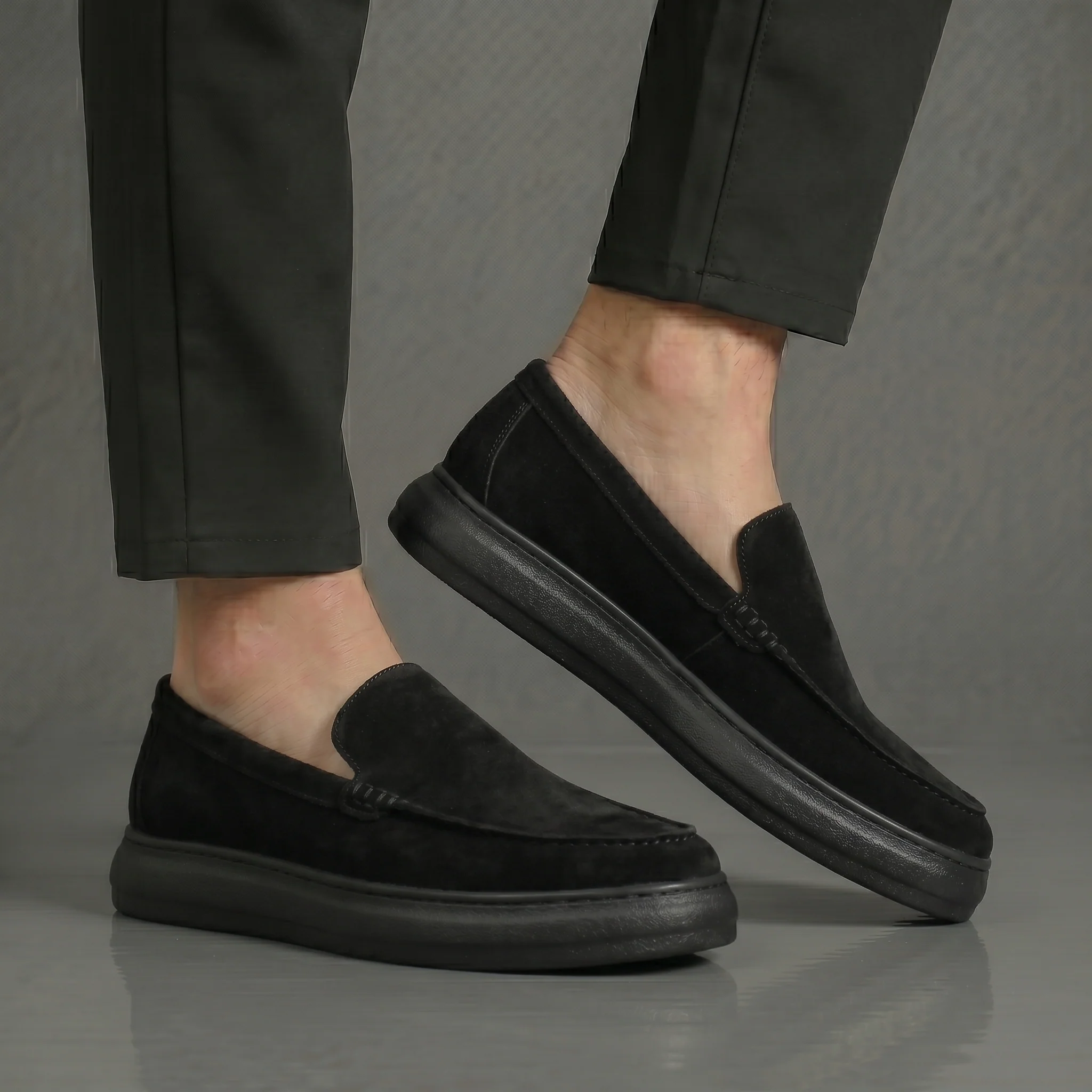 Mocassins Noir Daim Homme Tres Confortable - Image 3