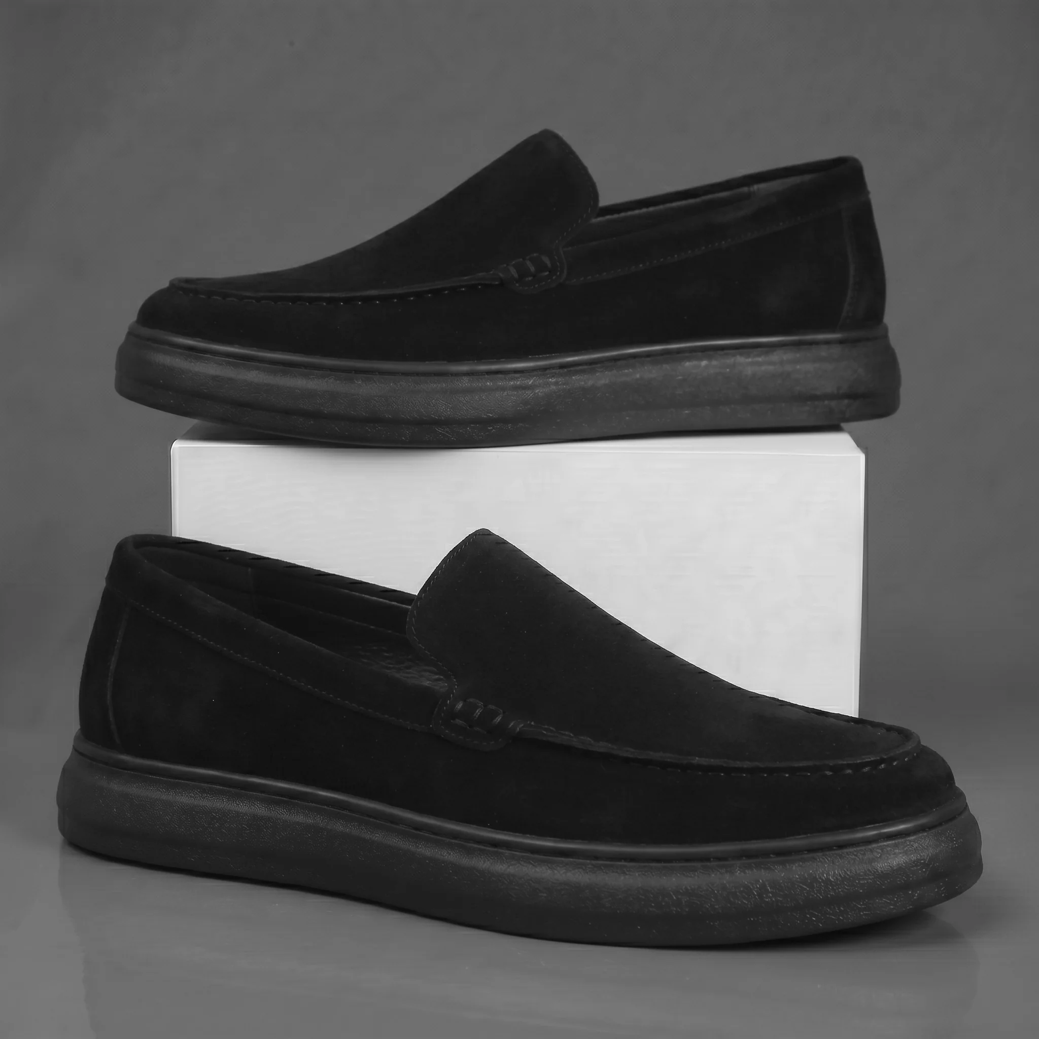 Mocassins Noir Daim Homme Tres Confortable - Image 5