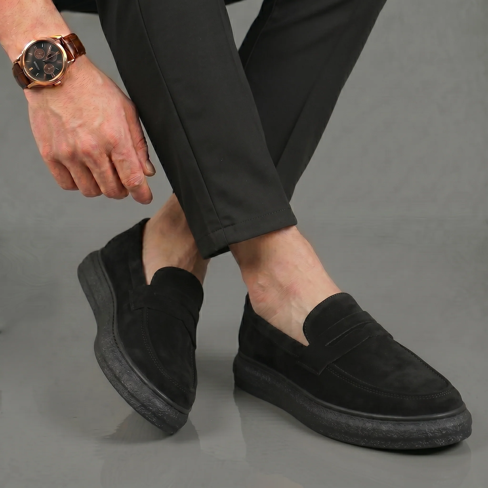 Mocassins Noir Daim de Luxe Tres Confortable - Image 4
