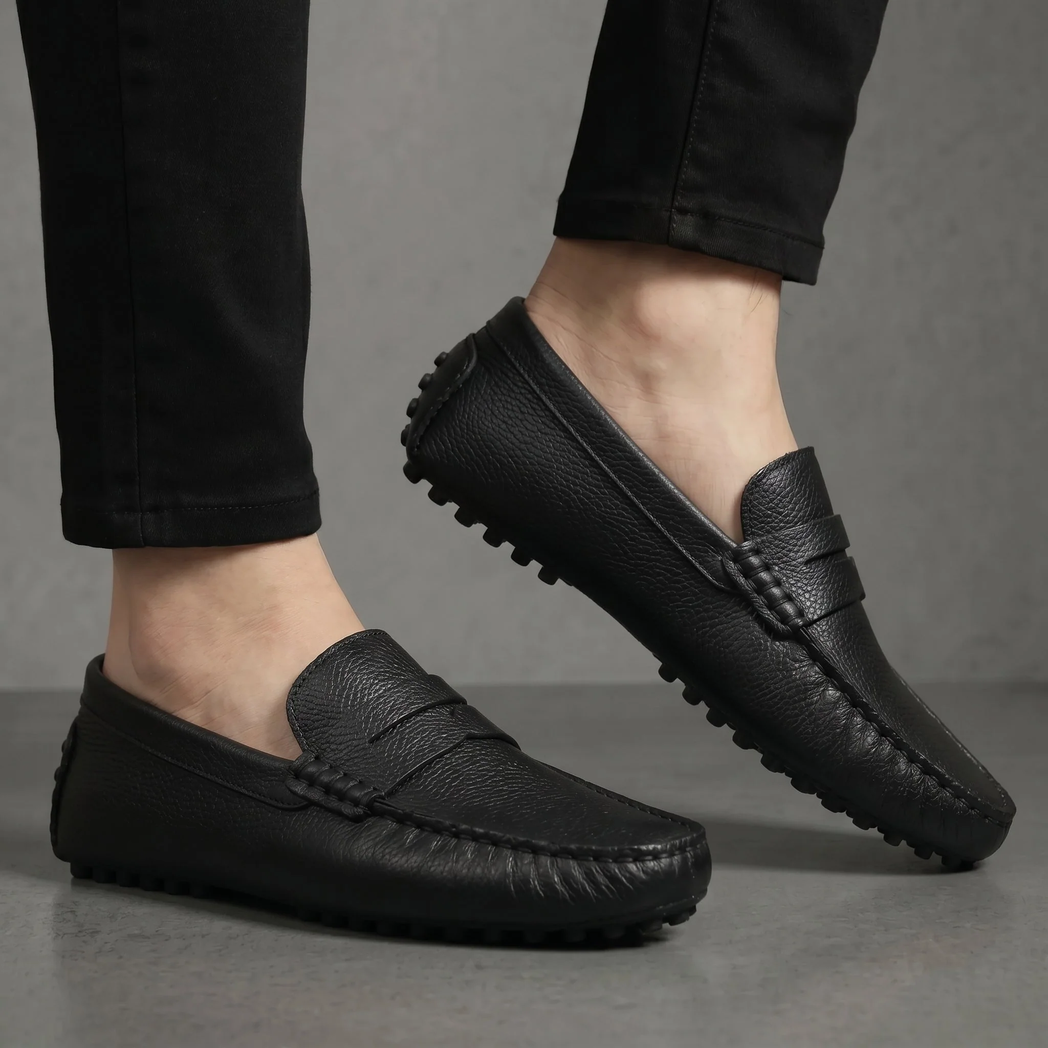 ALVERO : Mocassin Cuir Noir – Homme - Image 2