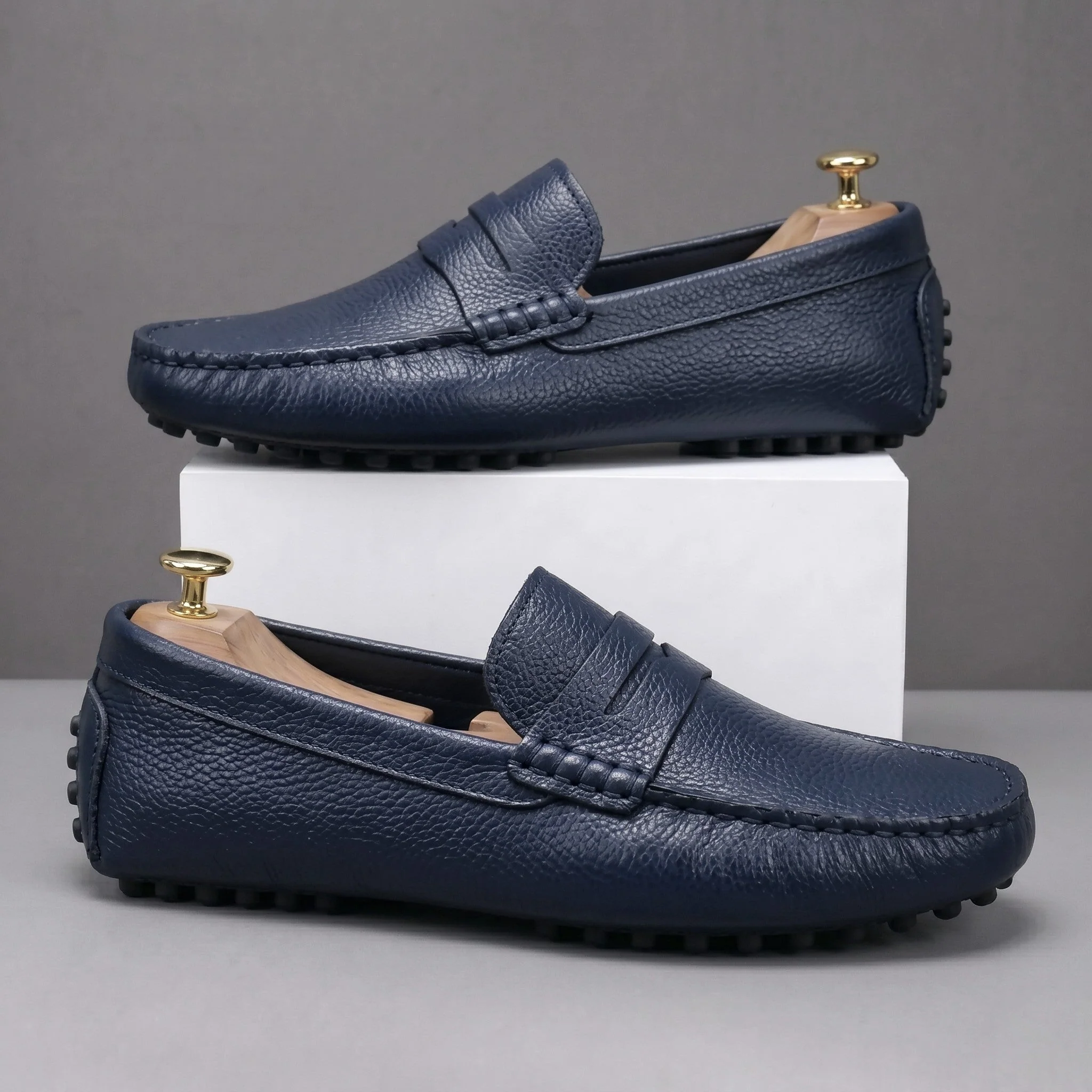 ALVERO : Mocassin Cuir Bleumarine – Homme - Image 3