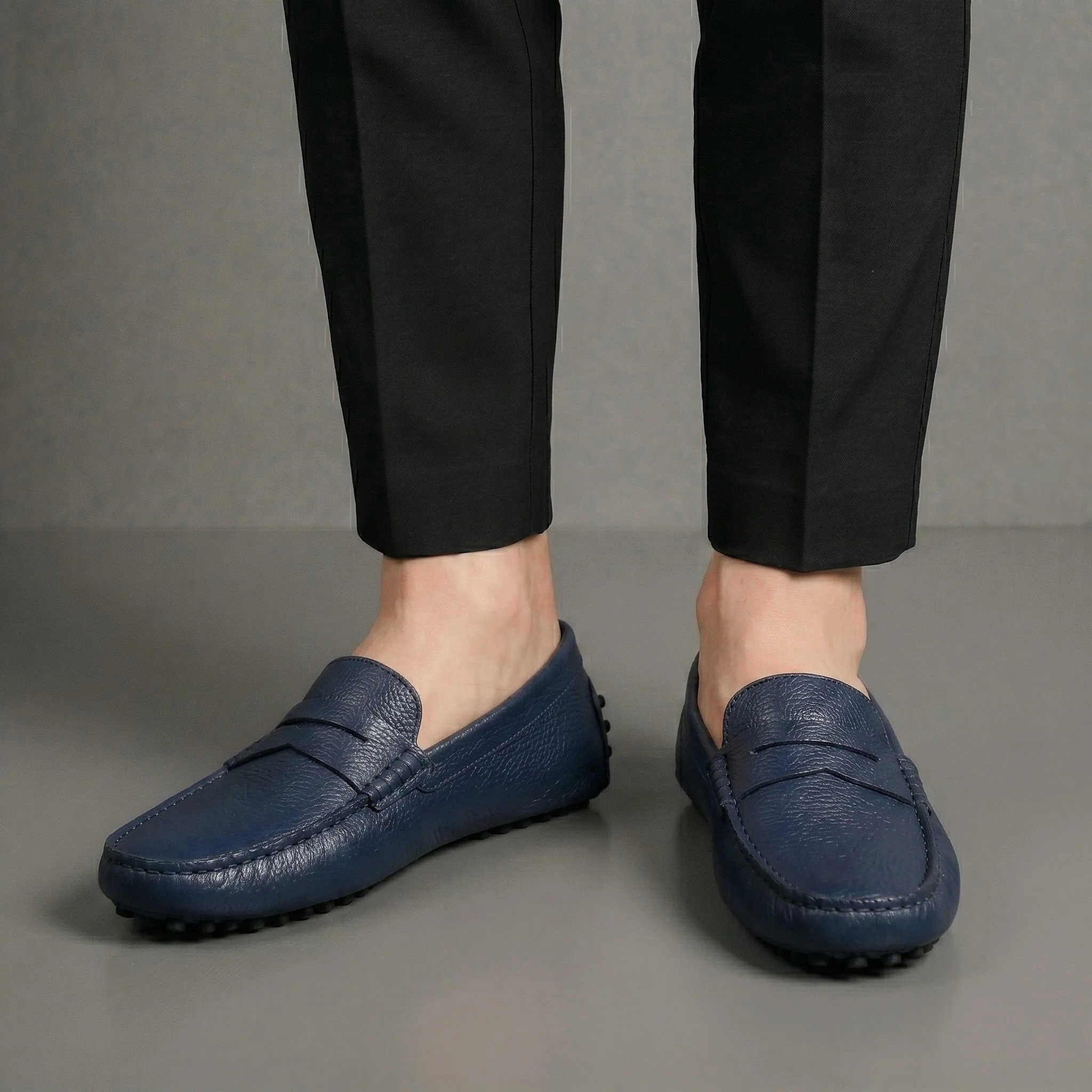 ALVERO : Mocassin Cuir Bleumarine – Homme - Image 4