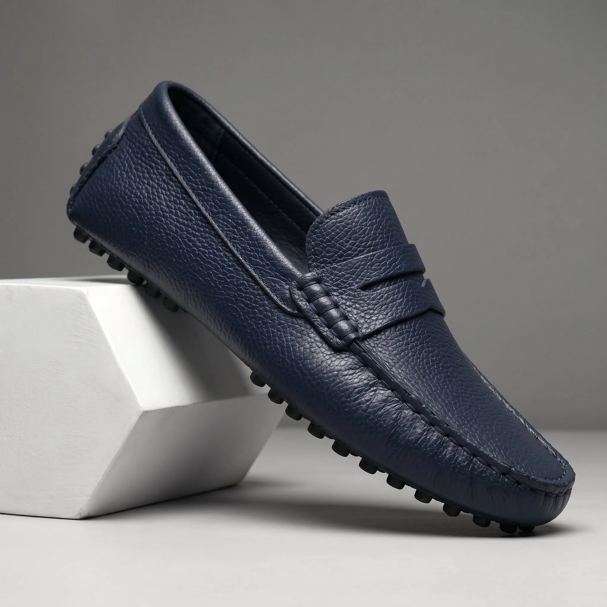 ALVERO : Mocassin Cuir Bleumarine – Homme - Image 5