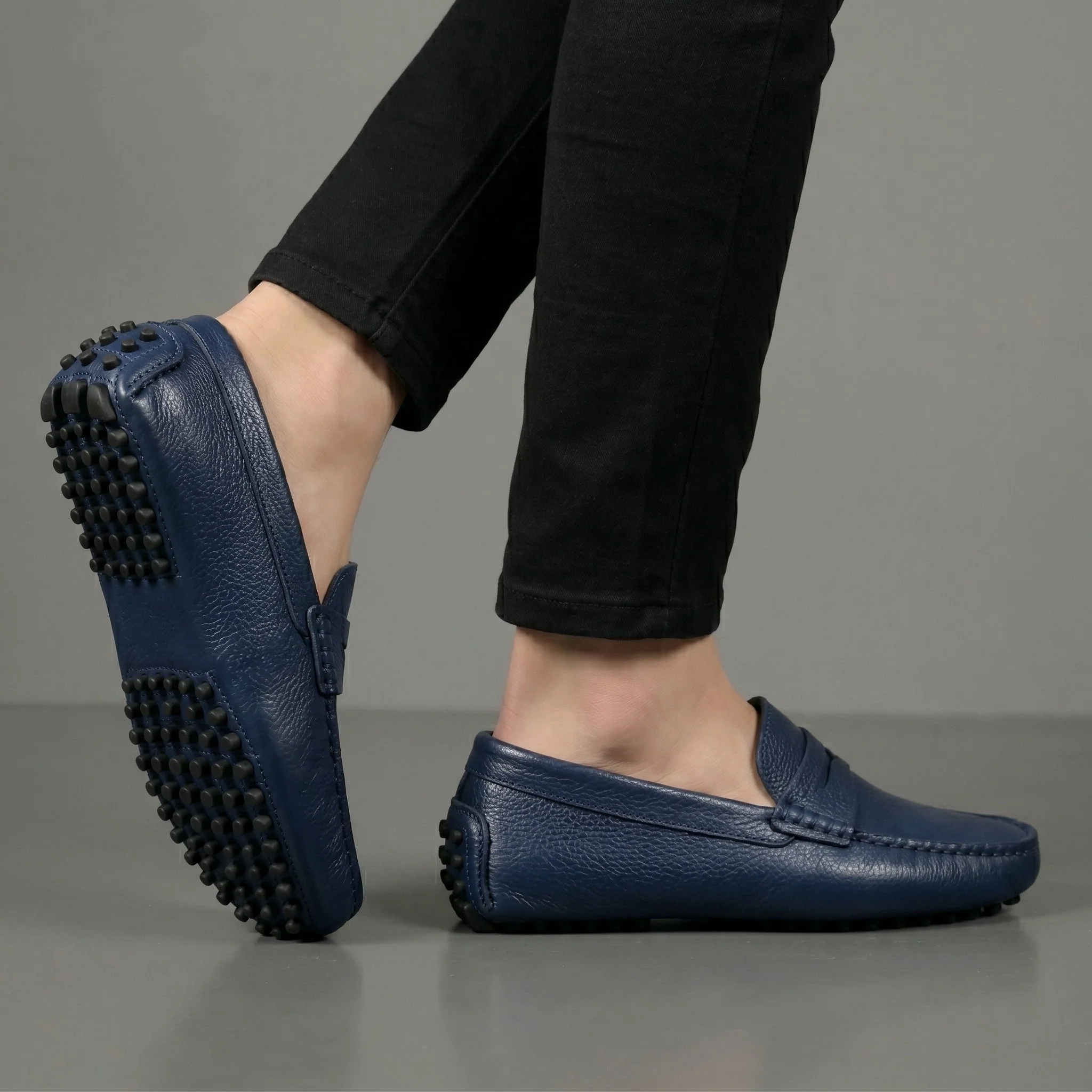 ALVERO : Mocassin Cuir Bleumarine – Homme - Image 6
