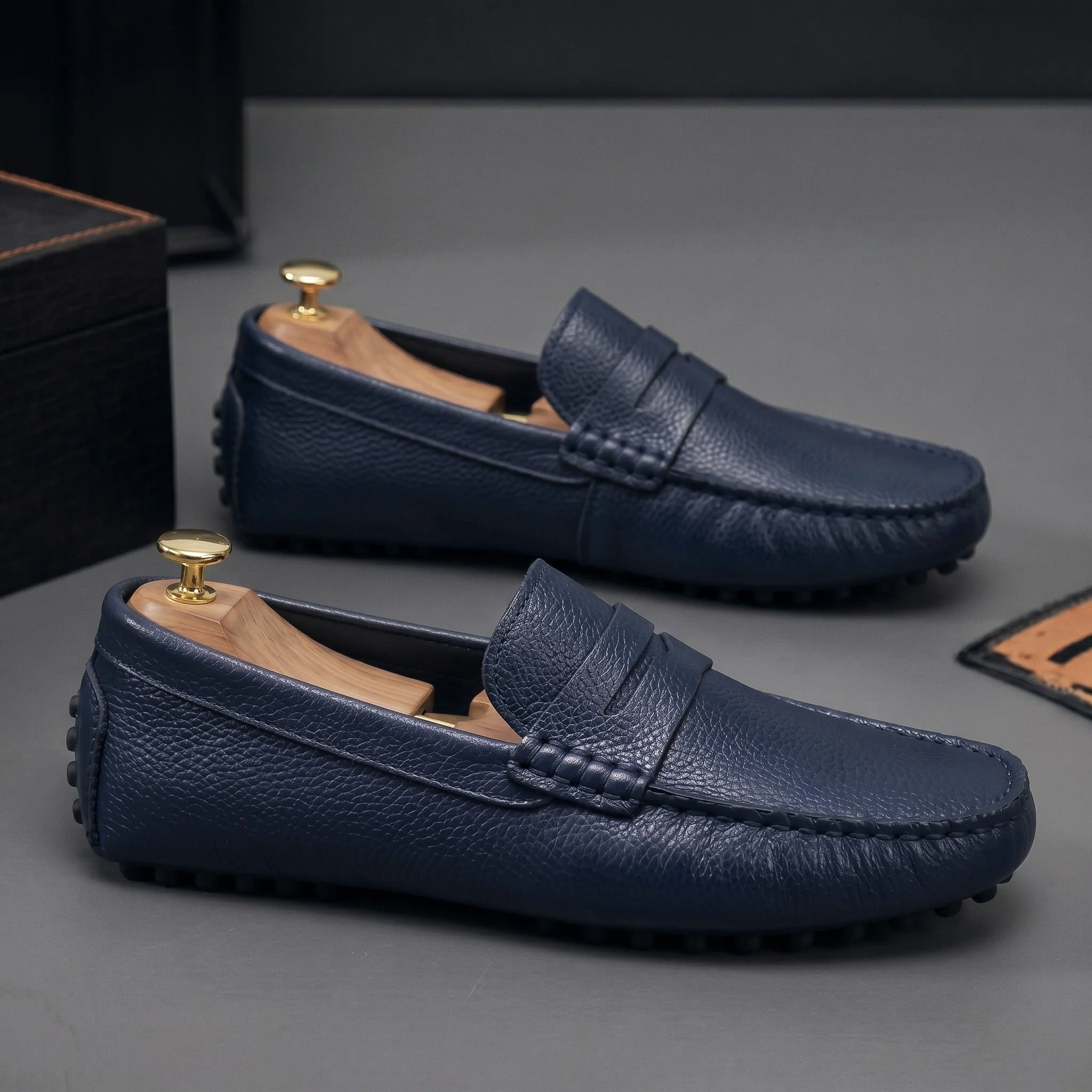 ALVERO : Mocassin Cuir Bleumarine – Homme - Image 7