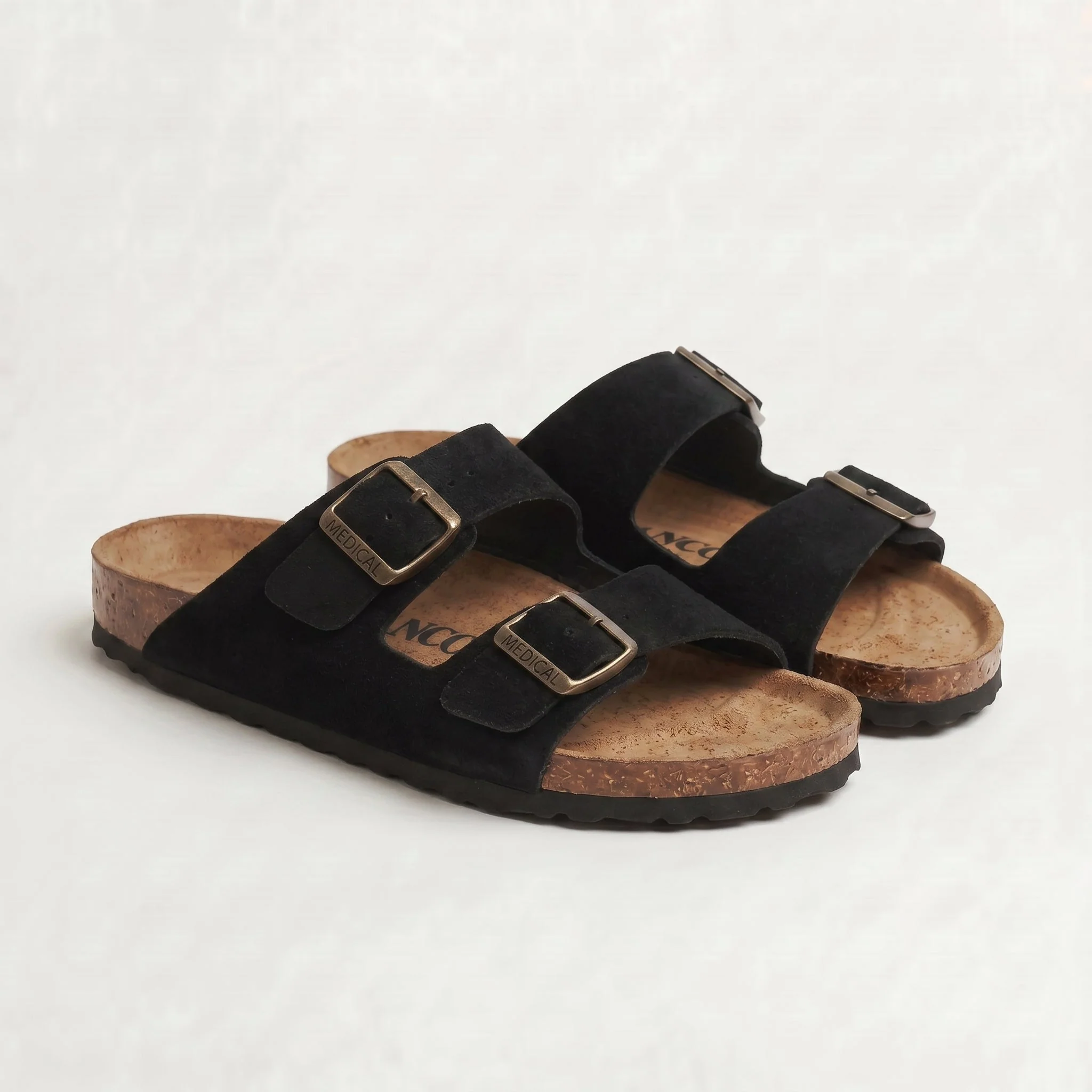 REXON : Sandale en daim Noir - Image 3