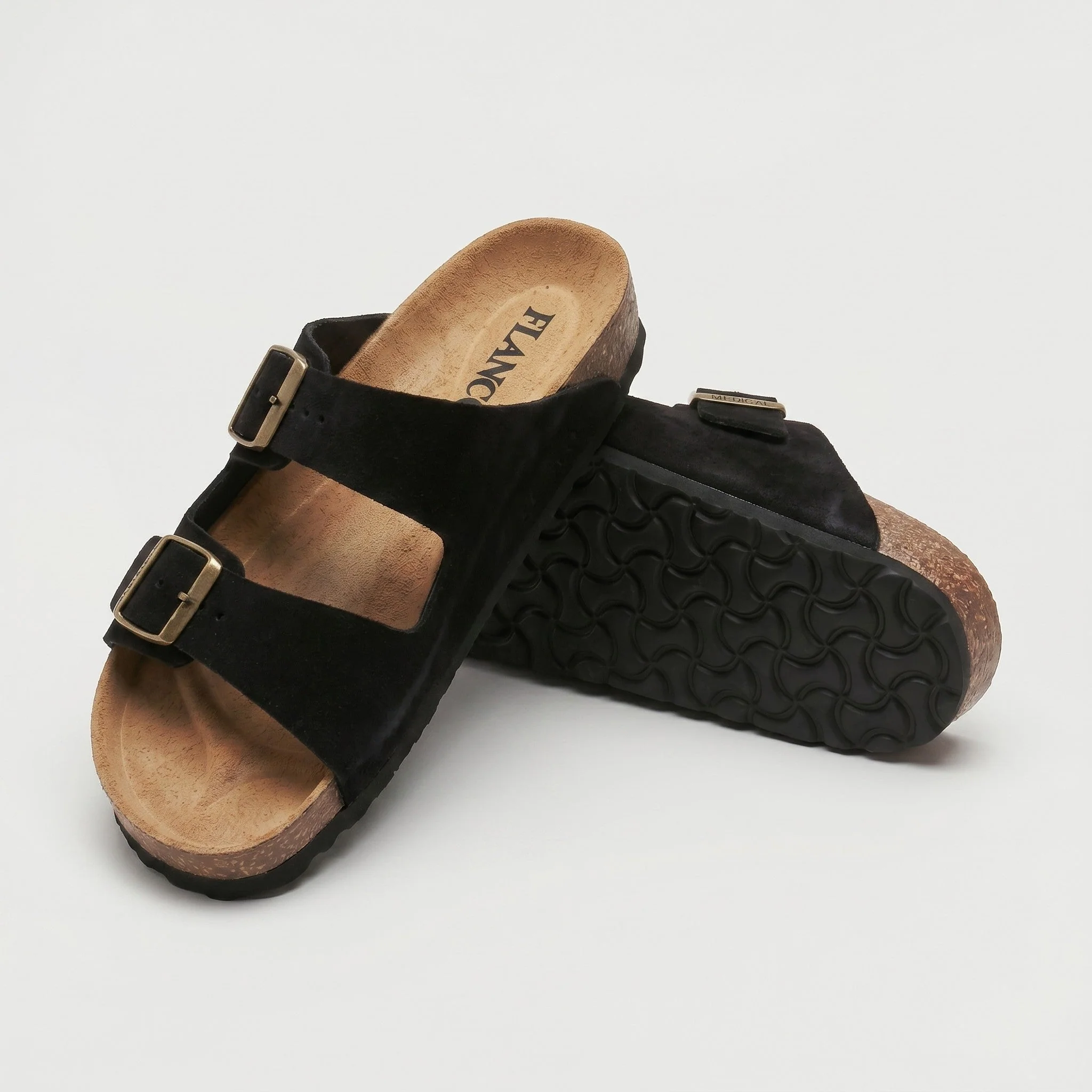 REXON : Sandale en daim Noir - Image 4