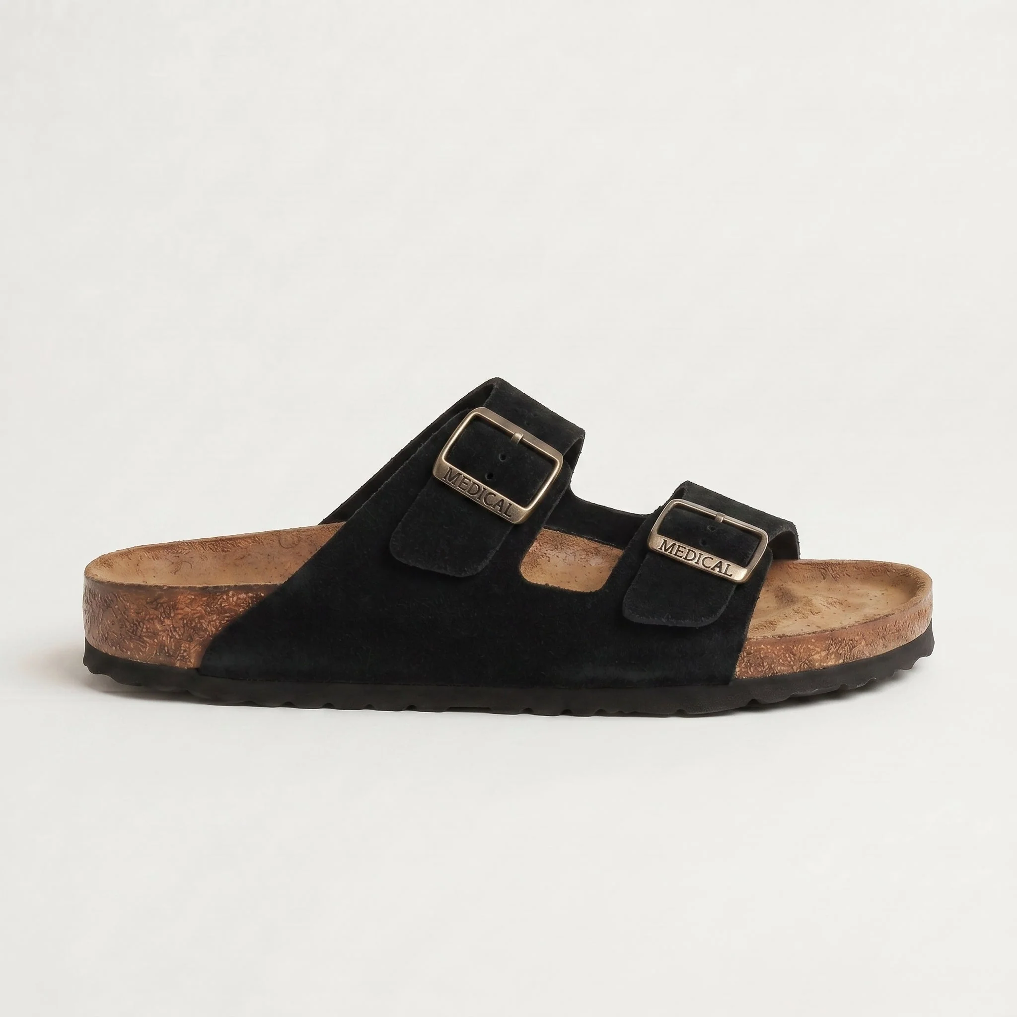 REXON : Sandale en daim Noir - Image 5