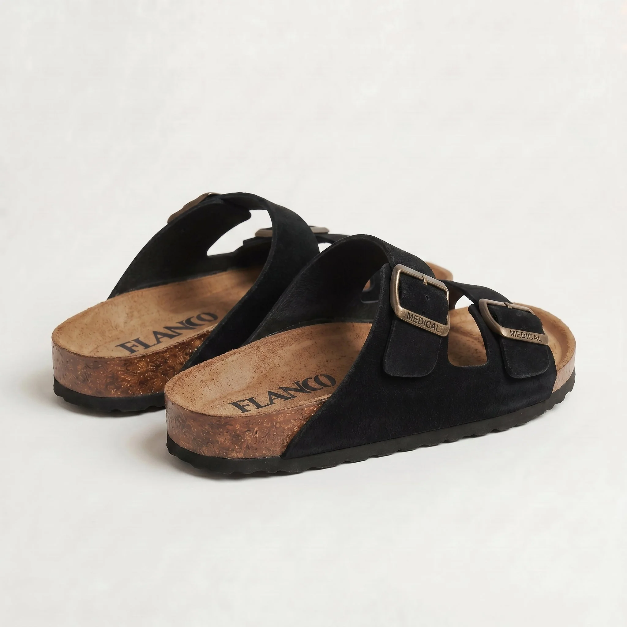 REXON : Sandale en daim Noir - Image 6
