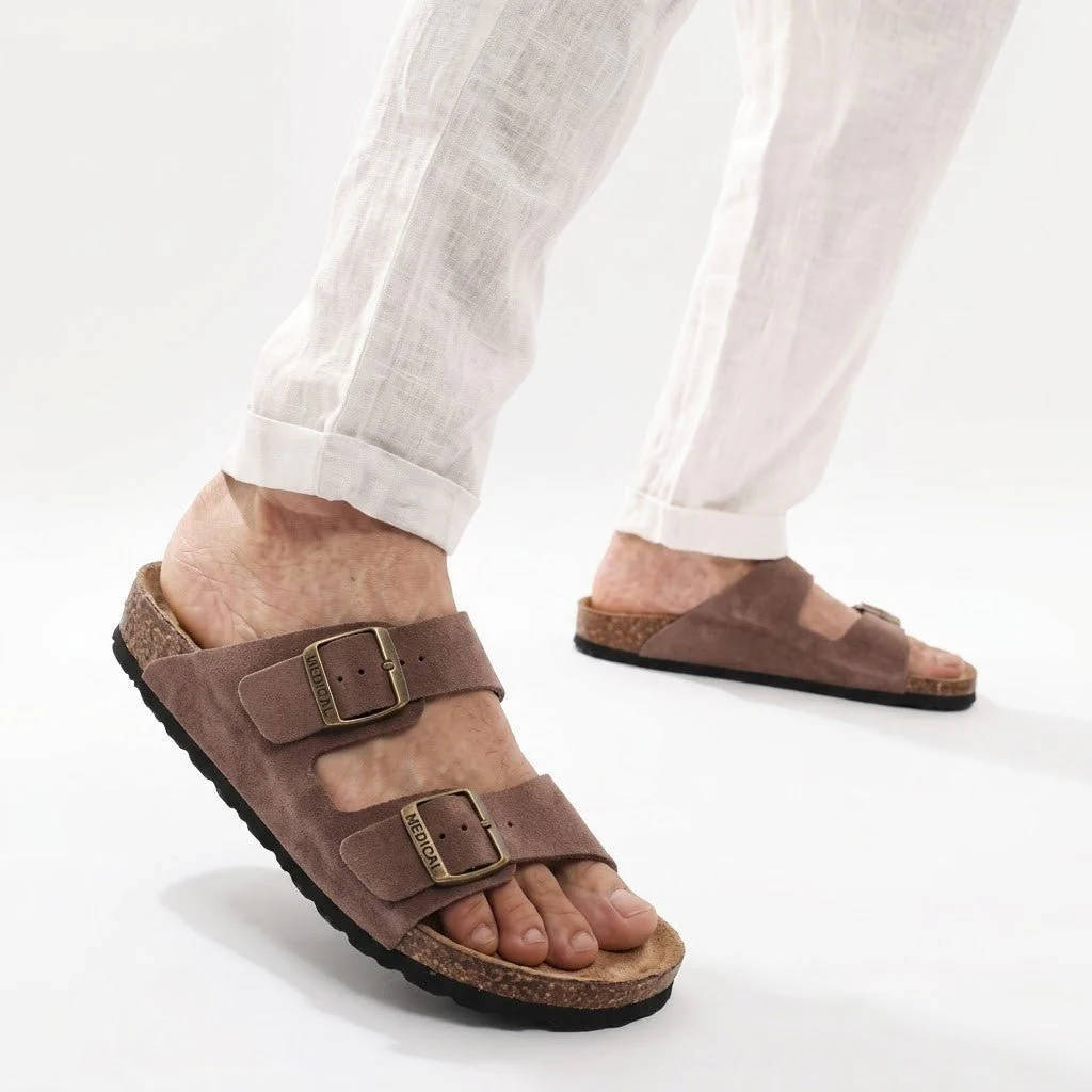 REXON : Sandale en daim Marron Taupe - Image 2