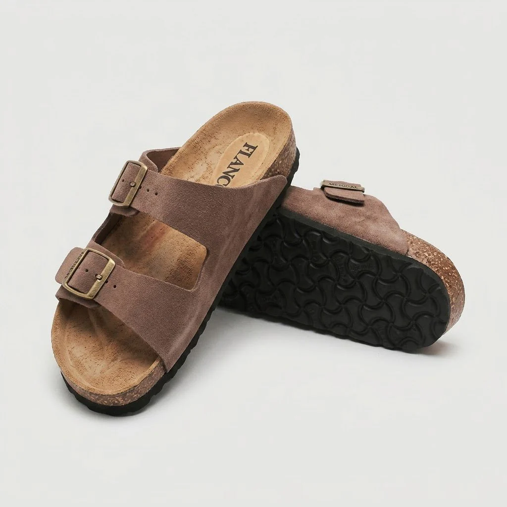 REXON : Sandale en daim Marron Taupe - Image 4