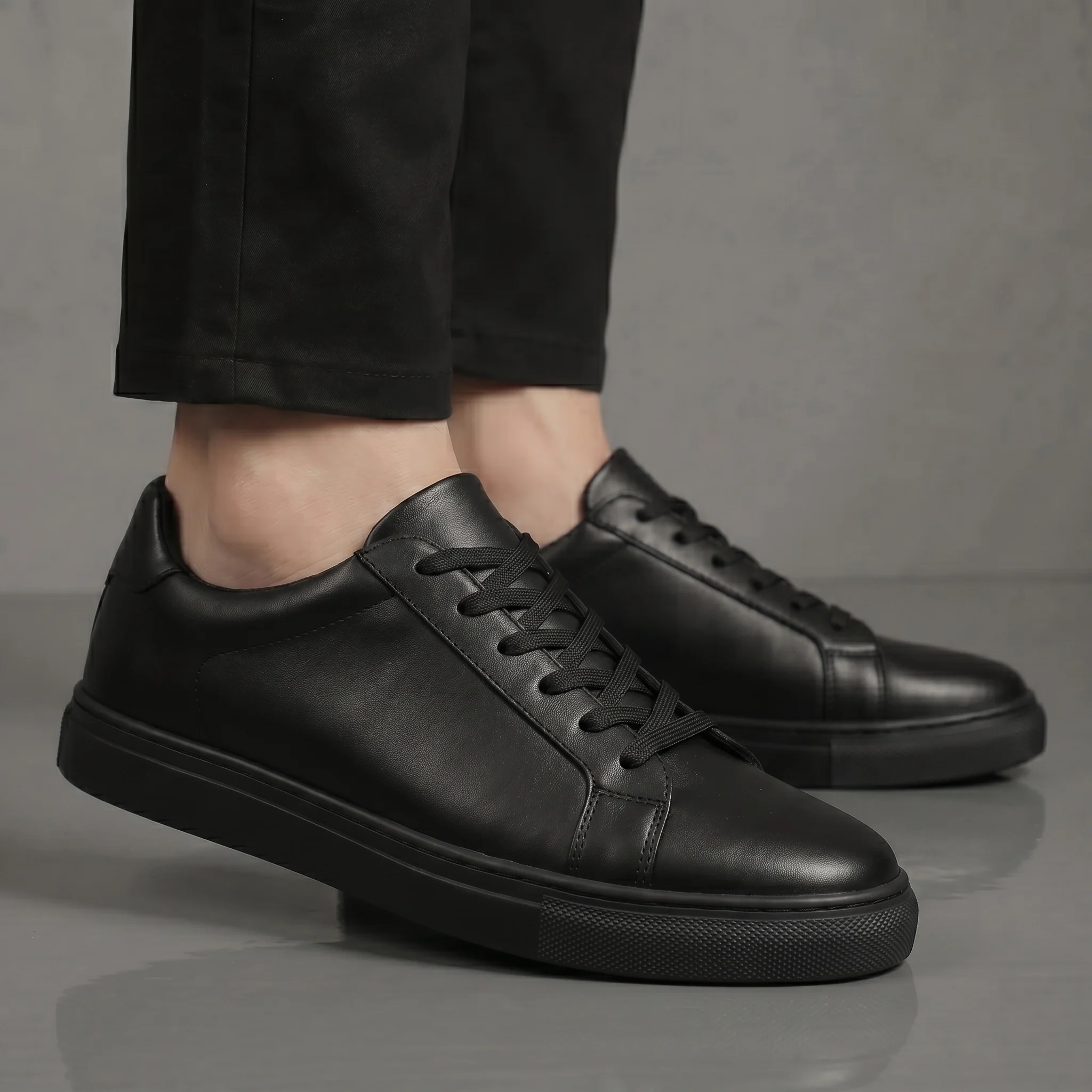 Sneakers Noir en Cuir - Tres Confortable