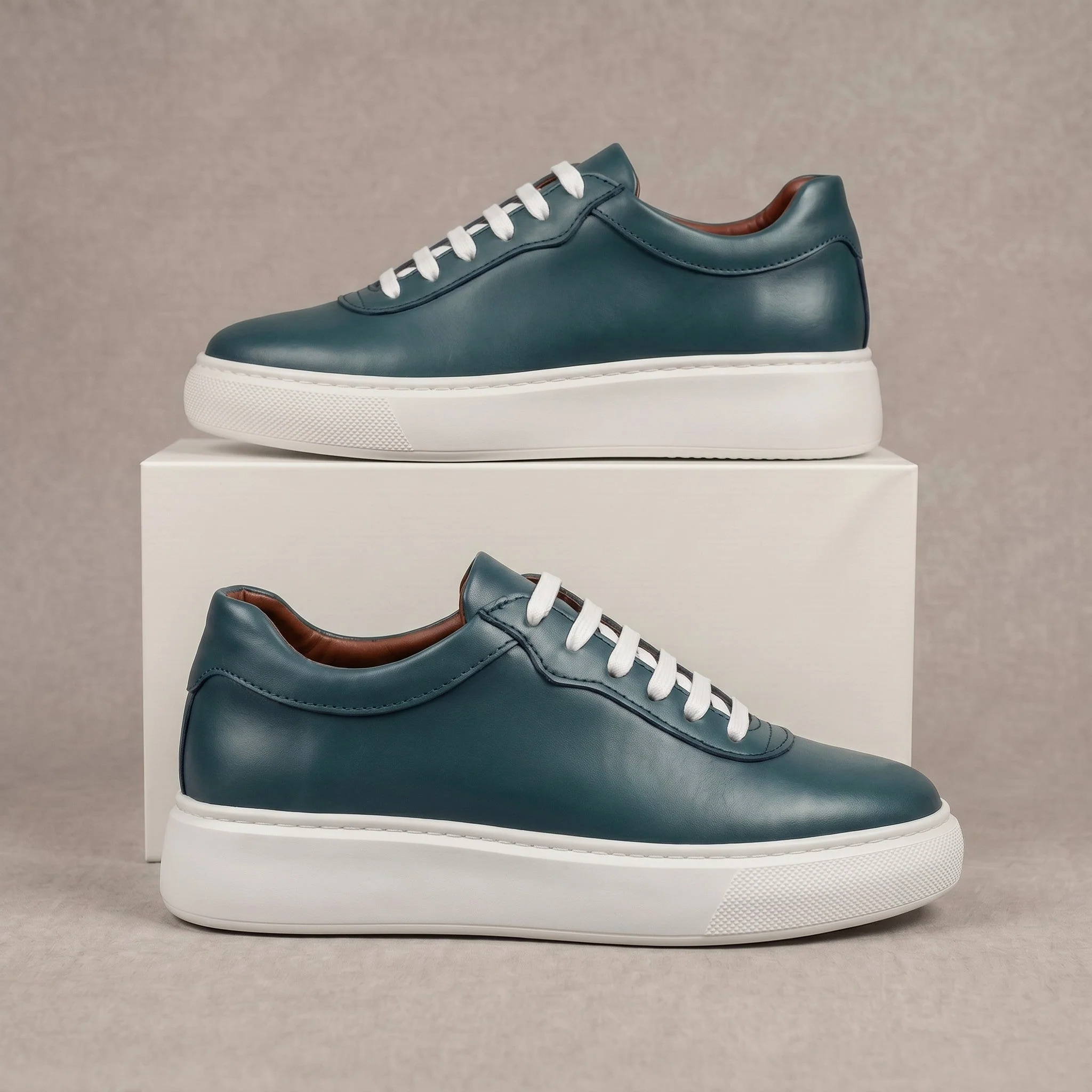 Sneakers Vert canard en Cuir Tres Confortable - Femme - Image 4