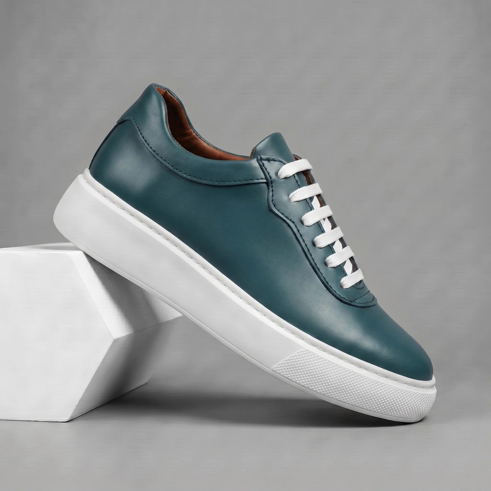 Sneakers Vert canard en Cuir Tres Confortable - Femme - Image 5