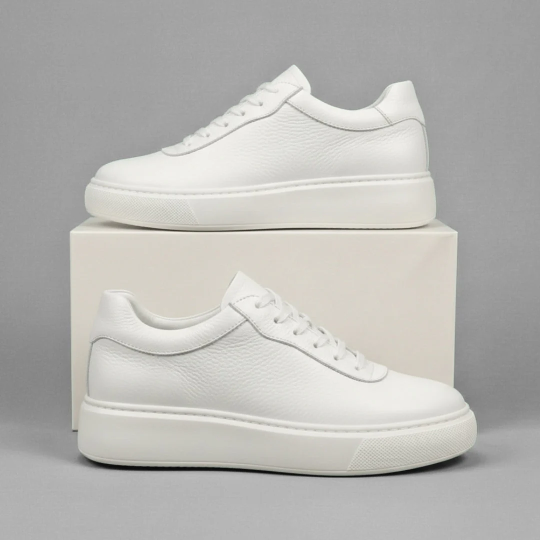 Sneakers Blanc en Cuir Grainé  Tres Confortable - Femme - Image 4