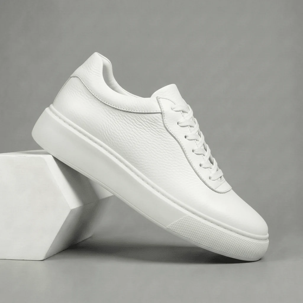 Sneakers Blanc en Cuir Grainé  Tres Confortable - Femme - Image 5