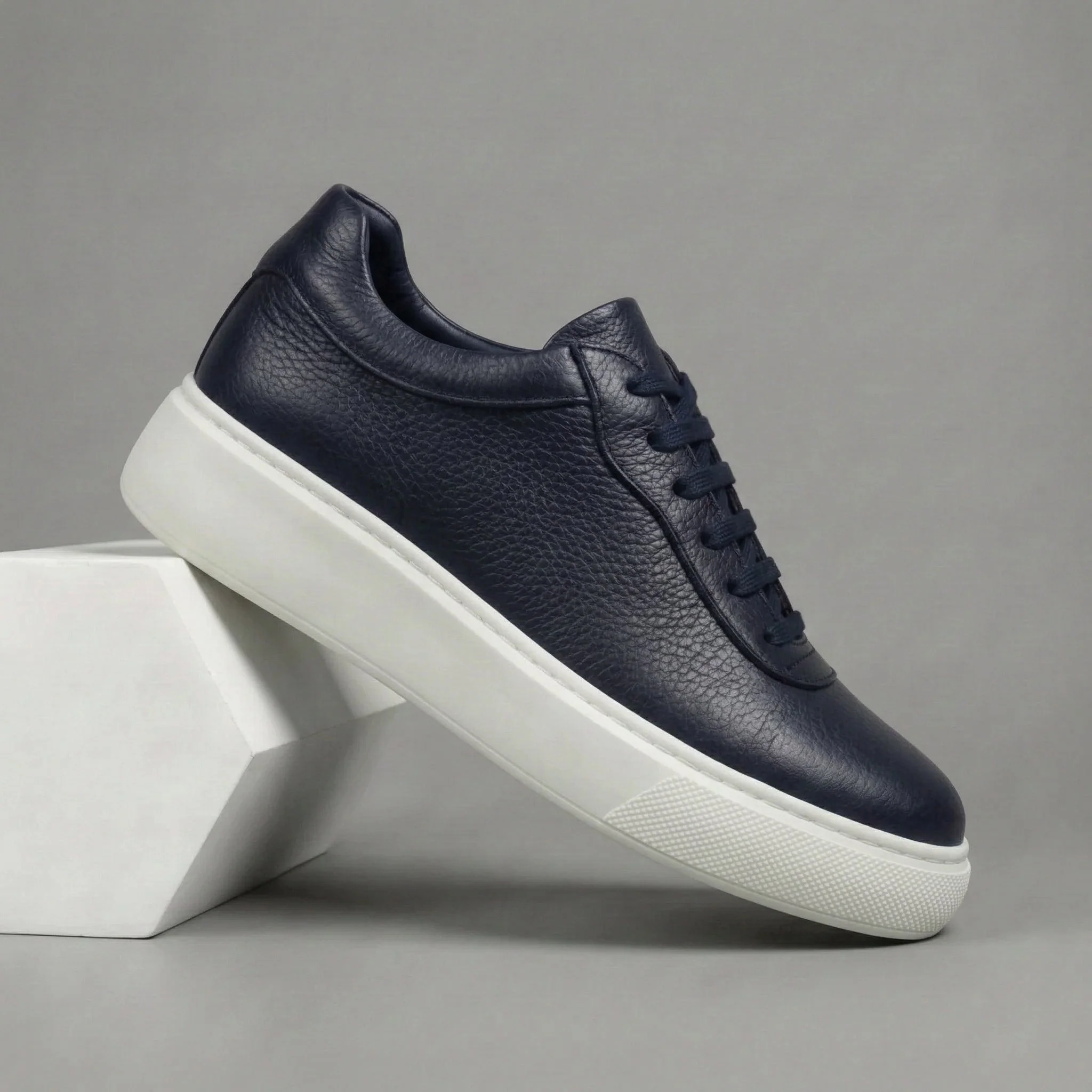 Sneakers Bleu en Cuir Grainé  Tres Confortable - Femme - Image 4