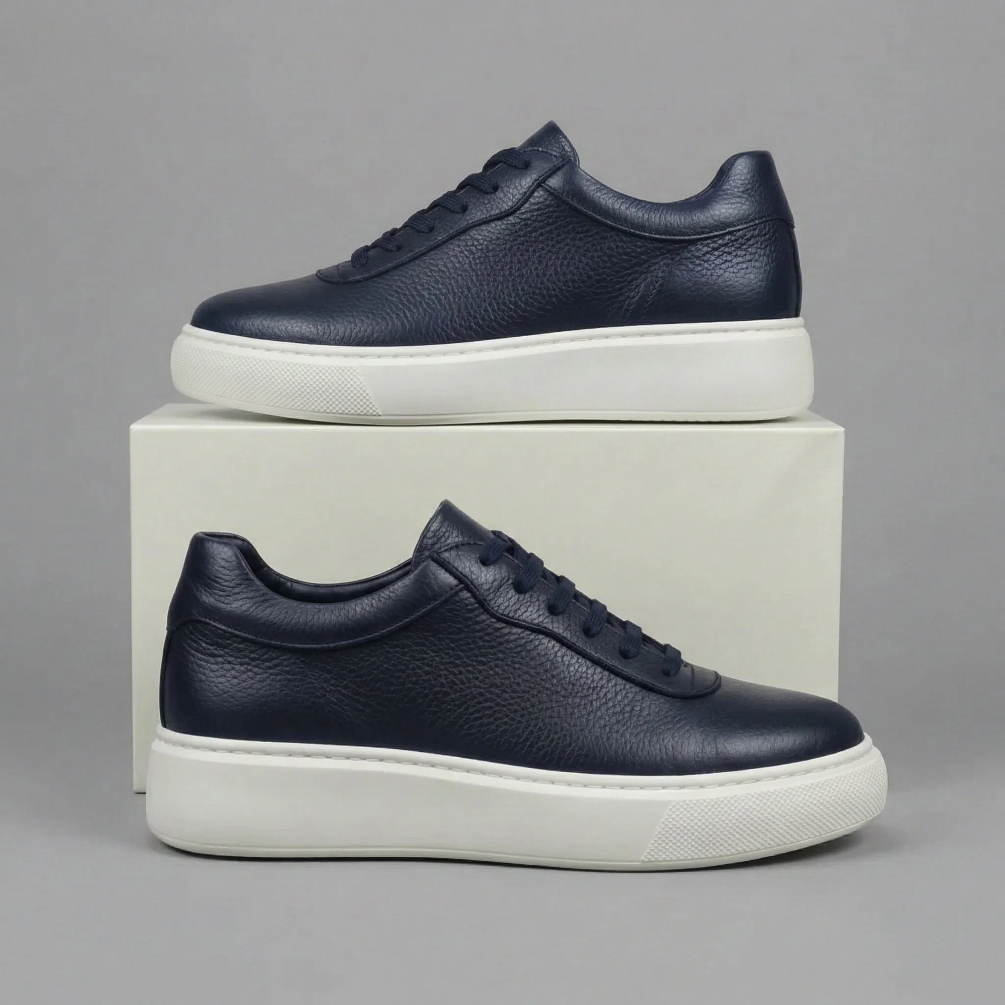 Sneakers Bleu en Cuir Grainé  Tres Confortable - Femme - Image 6