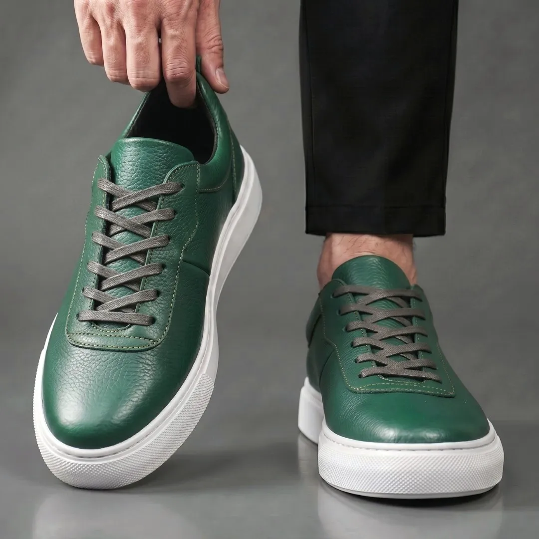 Sneakers Vert en Cuir - Semelle Légère Confortable - Image 5