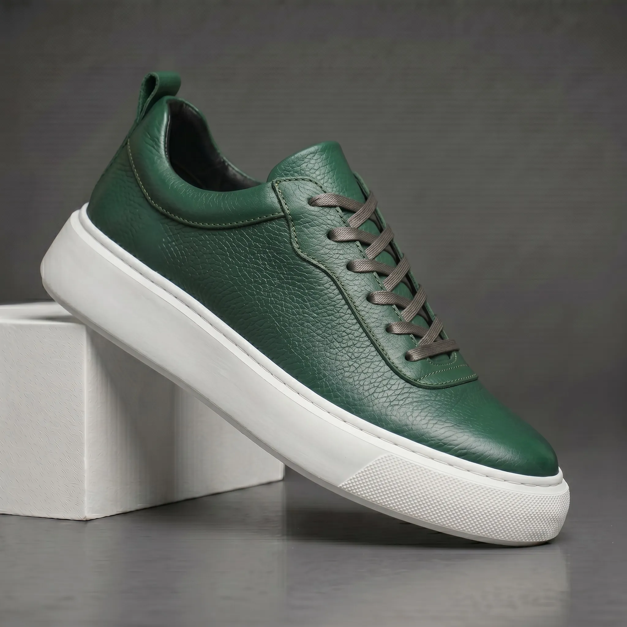 Sneakers Vert en Cuir - Semelle Légère Confortable - Image 6