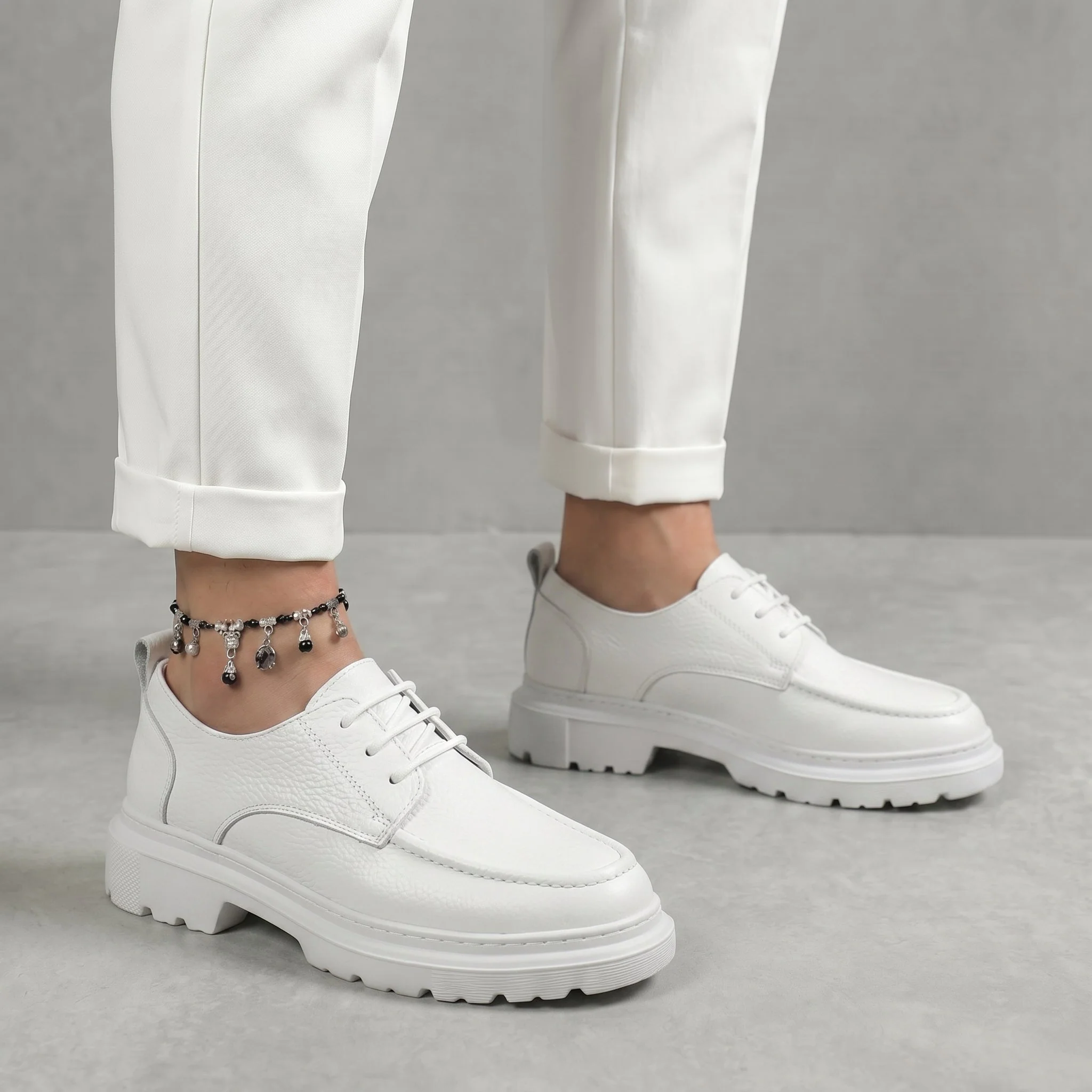 Chaussure Blanc en Cuir Tres Confortable - Femme - Image 6