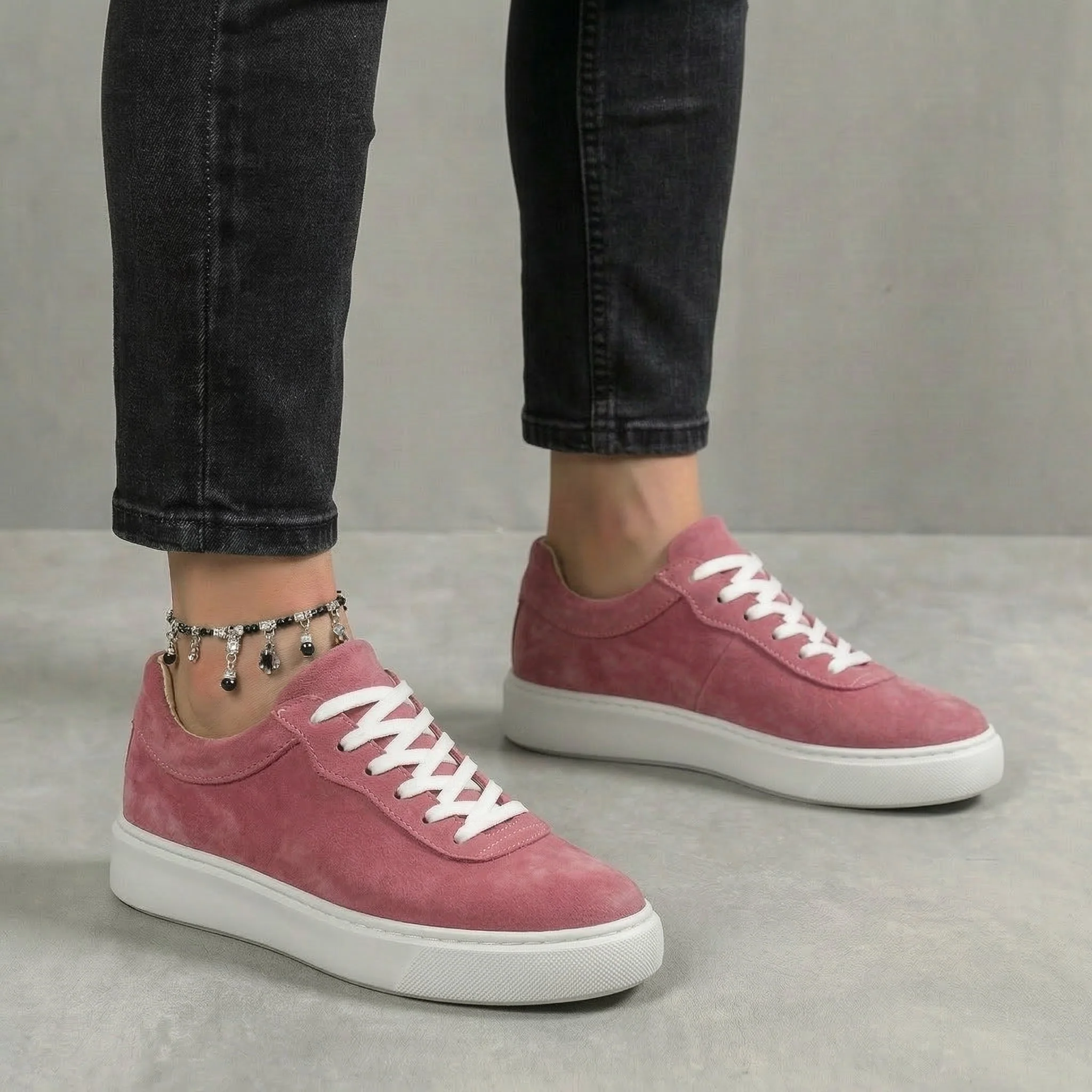 Sneakers Rose en Daim  Tres Confortable - Femme - Image 4