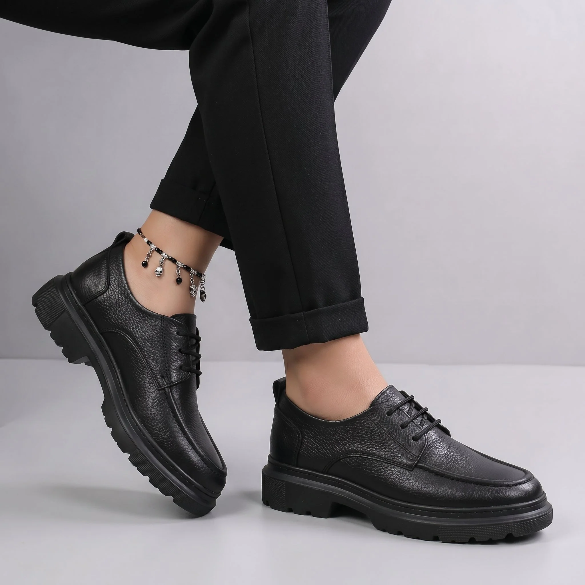 Chaussure Noir en Cuir Tres Confortable - Femme
