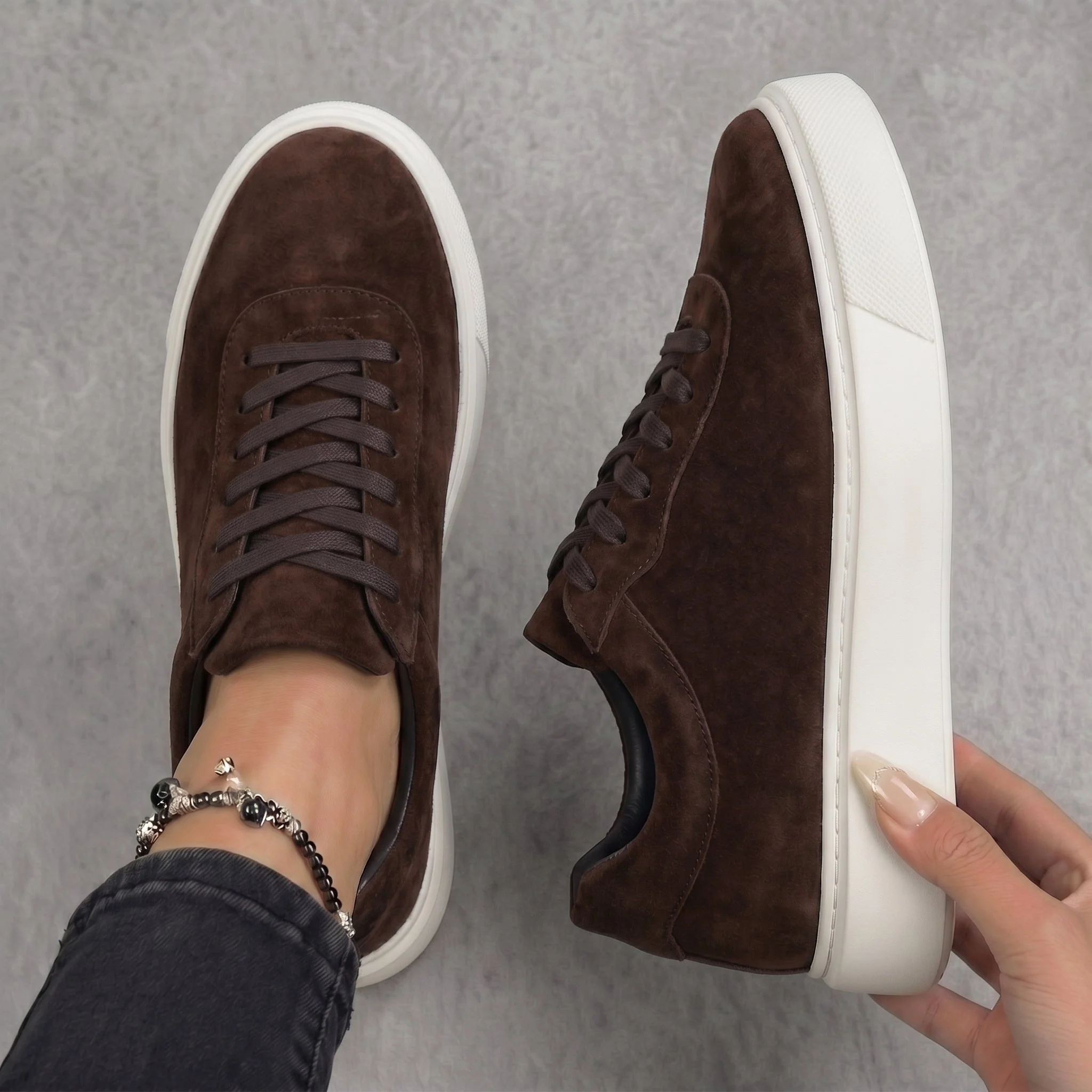 Sneakers Marron en Daim Tres Confortable - Femme - Image 3