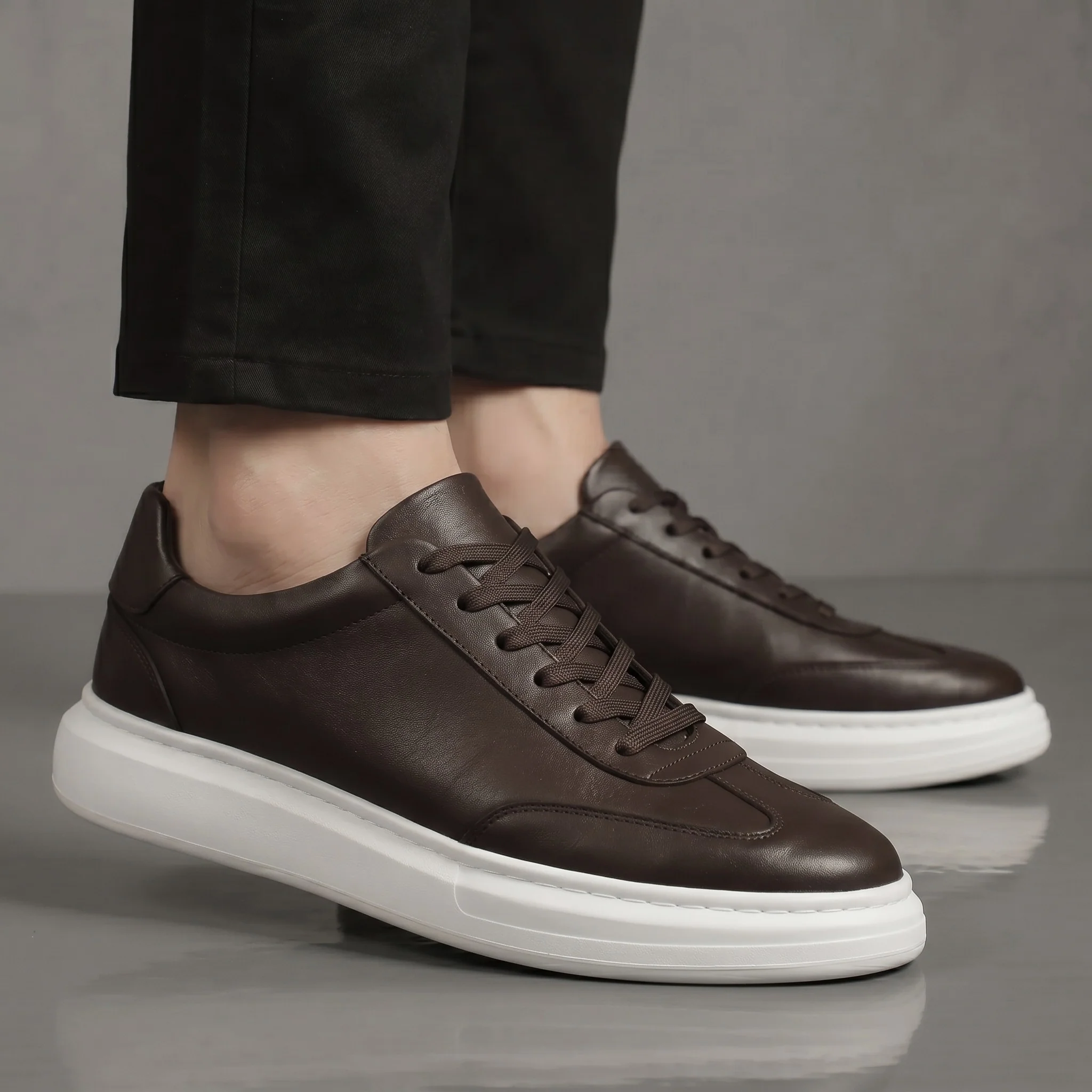 Sneakers Marron en Cuir - Tres Confortable