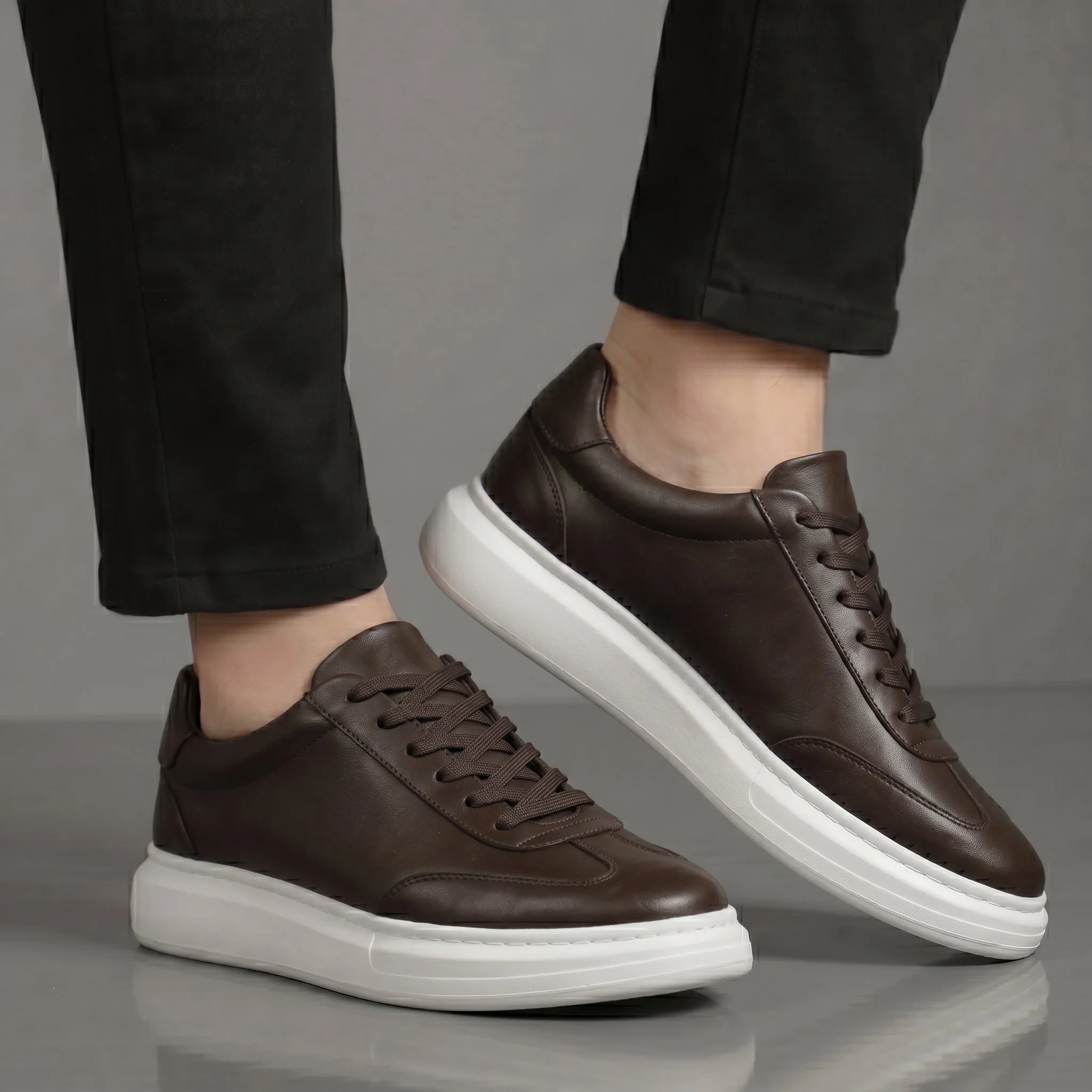 Sneakers Marron en Cuir - Tres Confortable - Image 6