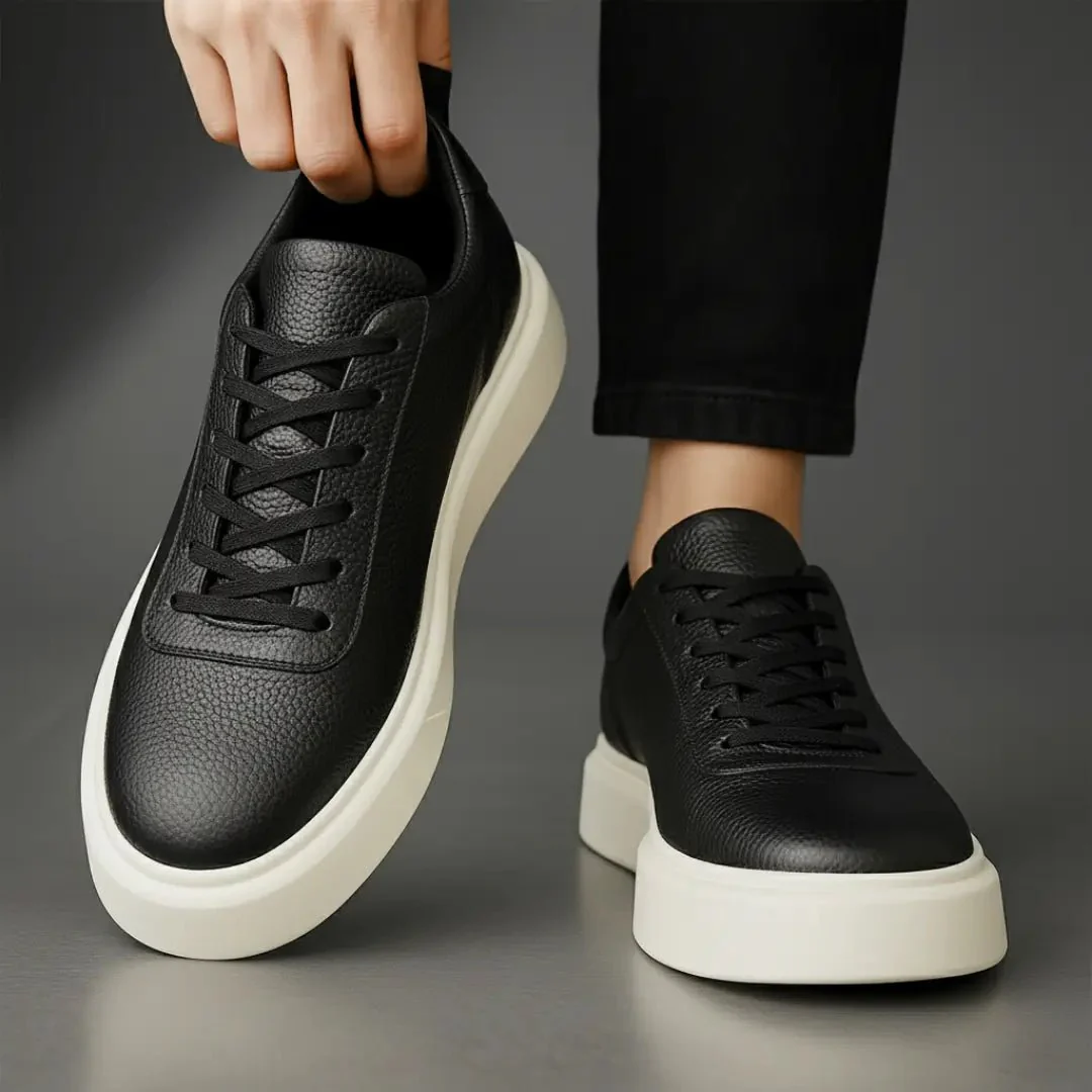 Sneakers Cuir Grainé  - Tres Confortable