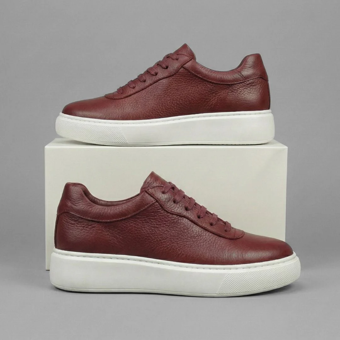 Sneakers Bordeaux en Cuir Grainé Tres Confortable - Femme - Image 6