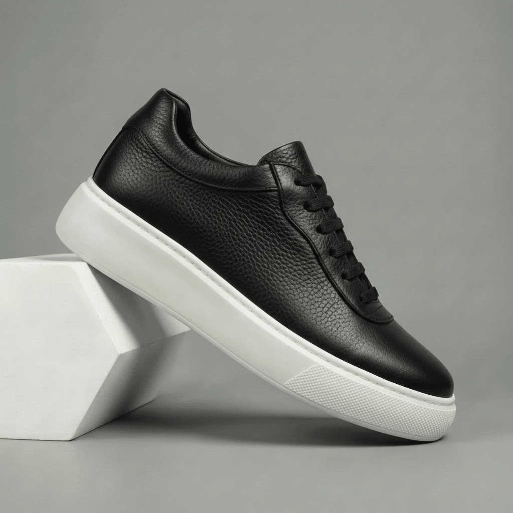 Sneakers Noir en Cuir Grainé Tres Confortable - Femme - Image 5