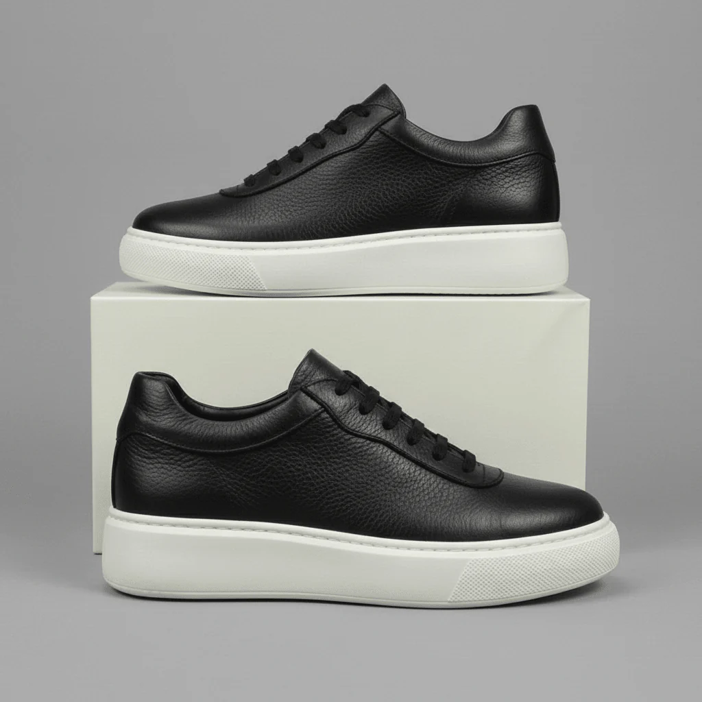 Sneakers Noir en Cuir Grainé Tres Confortable - Femme - Image 6