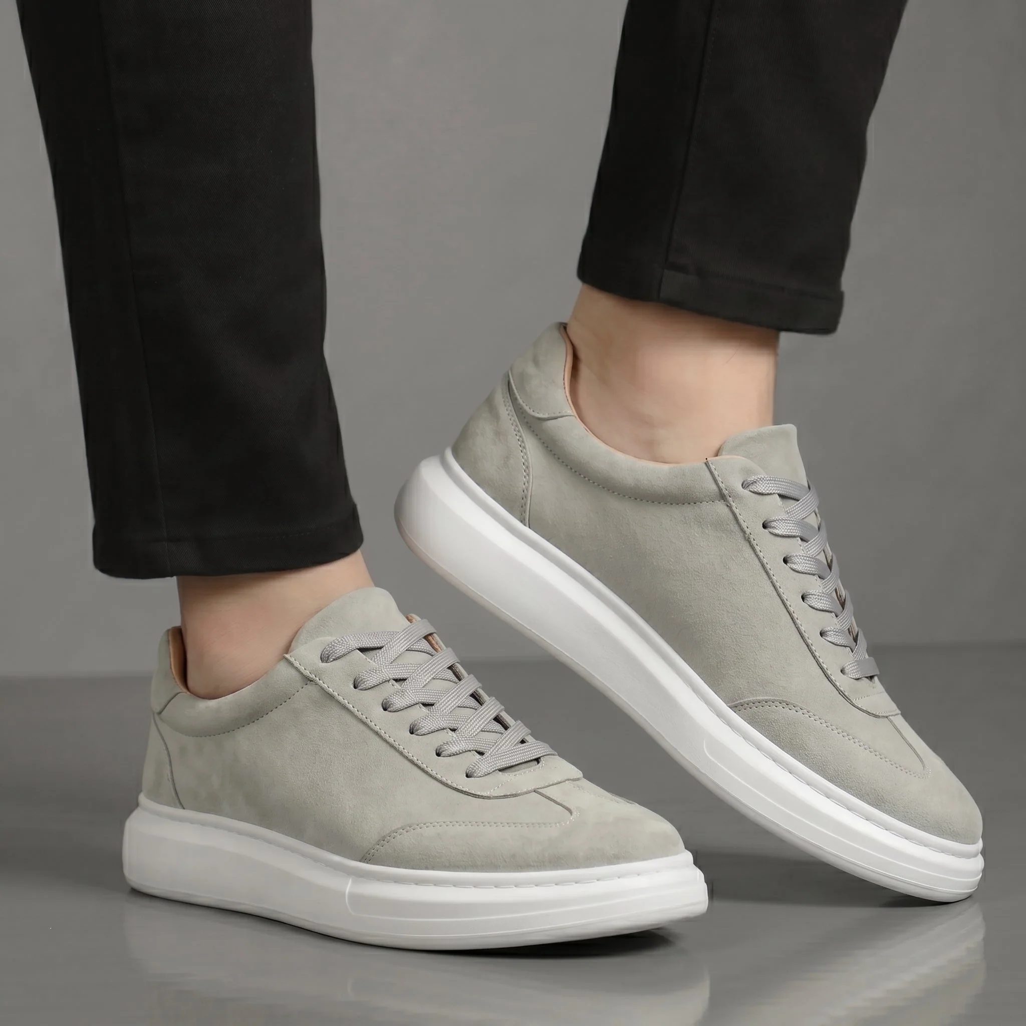 ZENTO : Sneakers Gris en Daim - Tres Confortable - Image 2