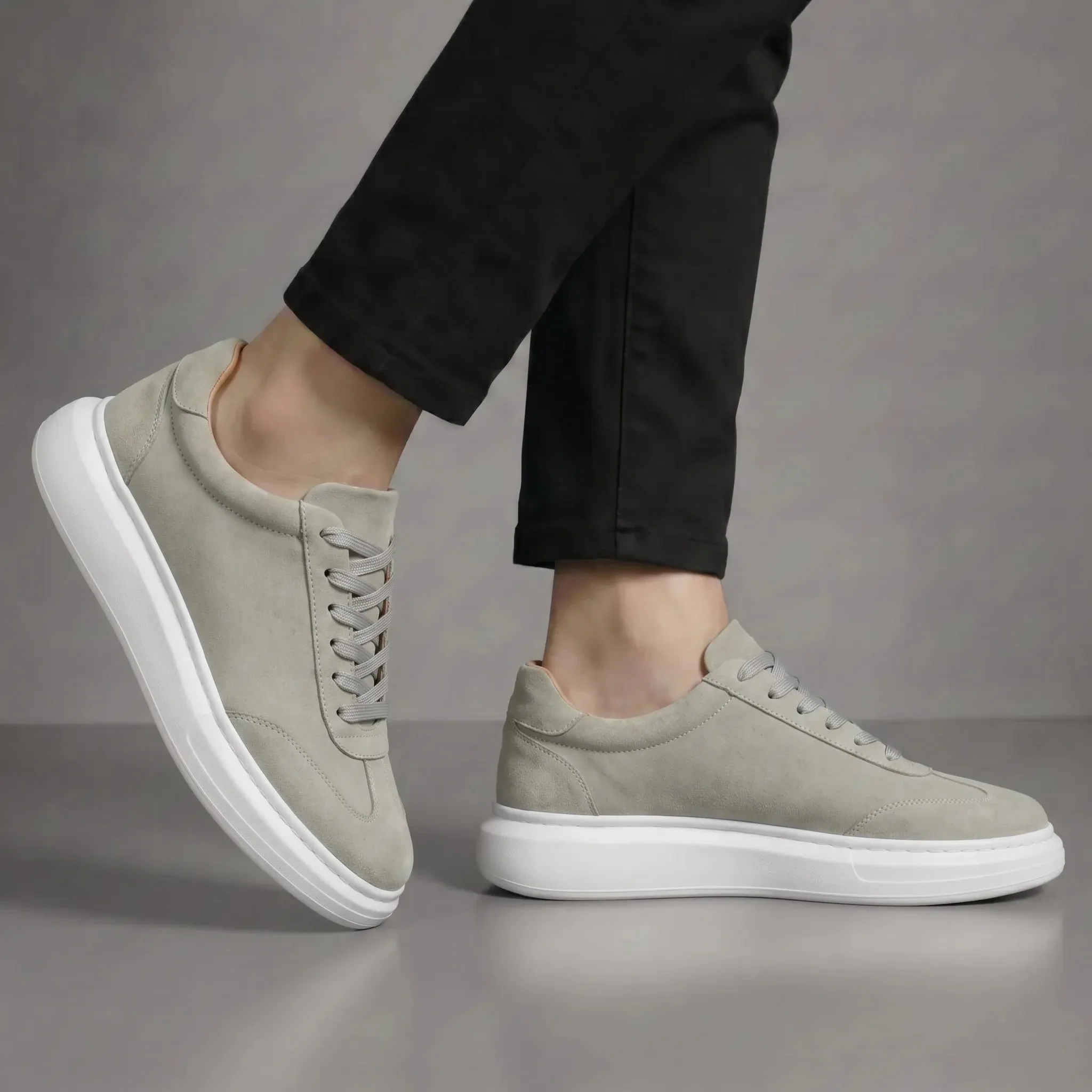 ZENTO : Sneakers Gris en Daim - Tres Confortable - Image 4