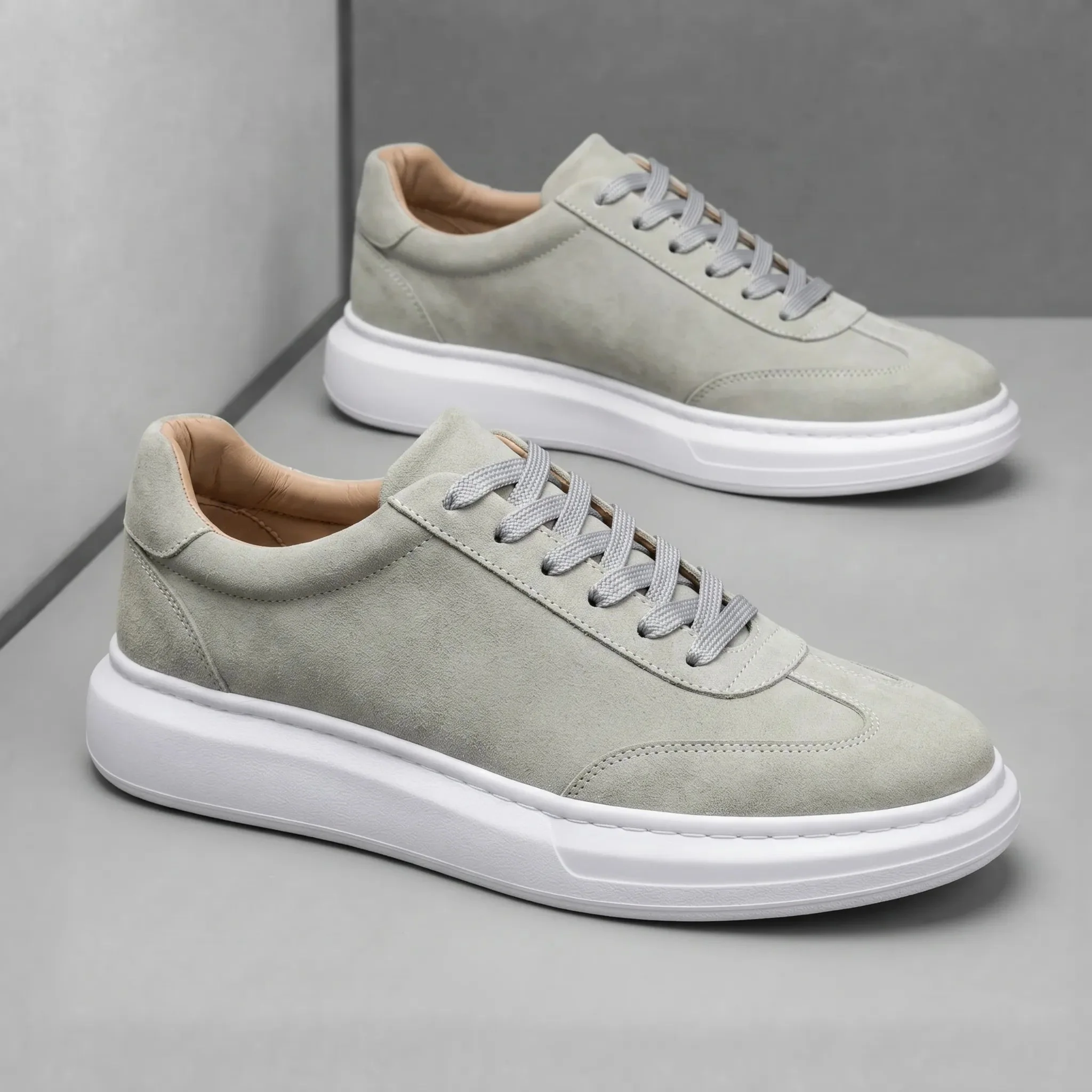 ZENTO : Sneakers Gris en Daim - Tres Confortable - Image 8