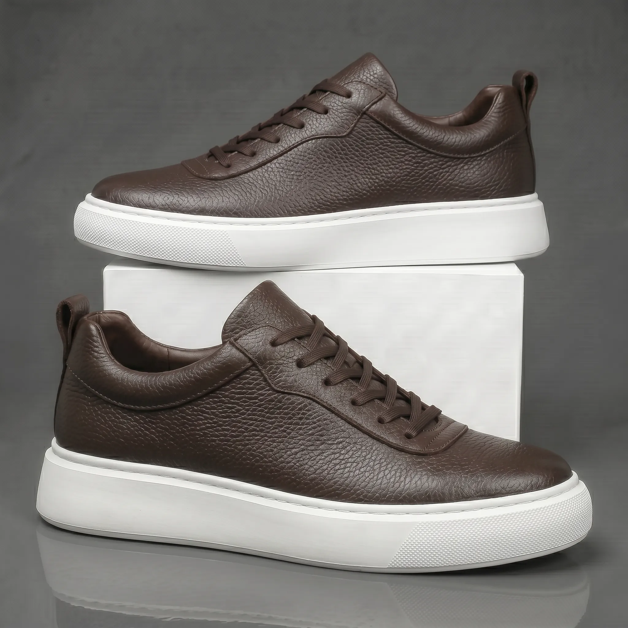 Sneakers Marron en Cuir  - Semelle Légère Confortable - Image 5