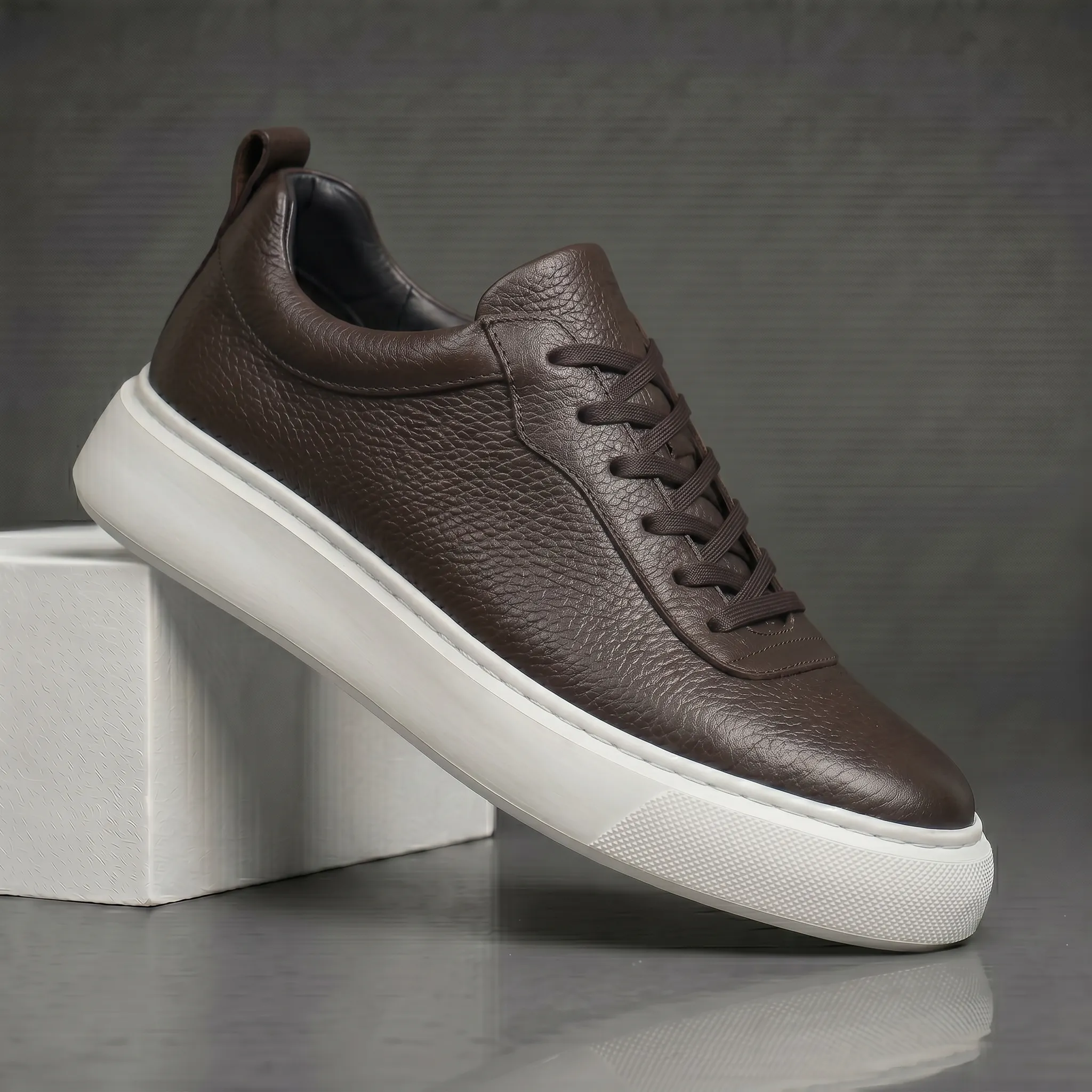 Sneakers Marron en Cuir  - Semelle Légère Confortable - Image 6