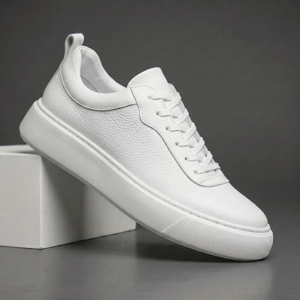Sneakers Blanc en Cuir  - Semelle Légère Confortable - Image 6