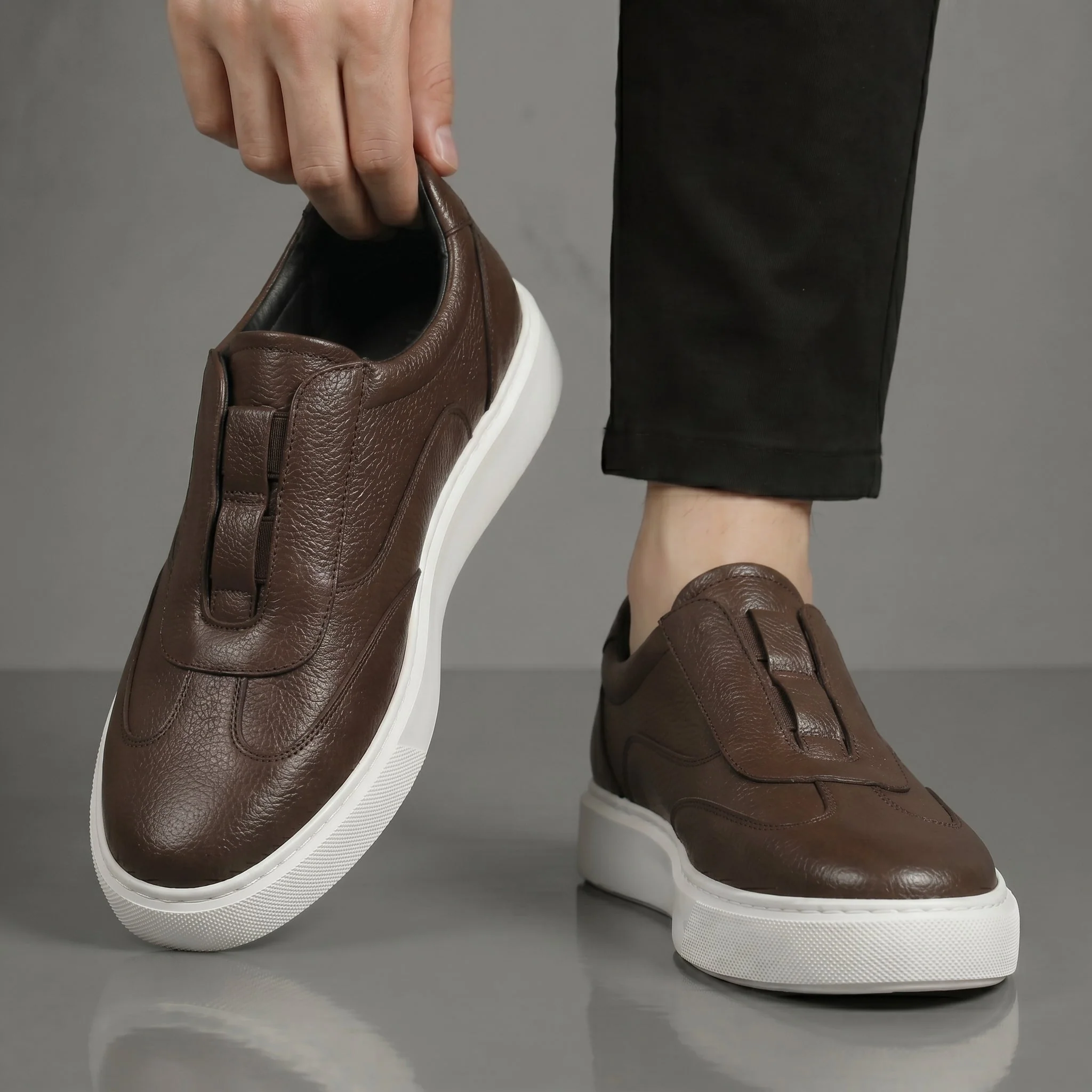 Sneakers Marron en Cuir - Tres Confortable - Image 3