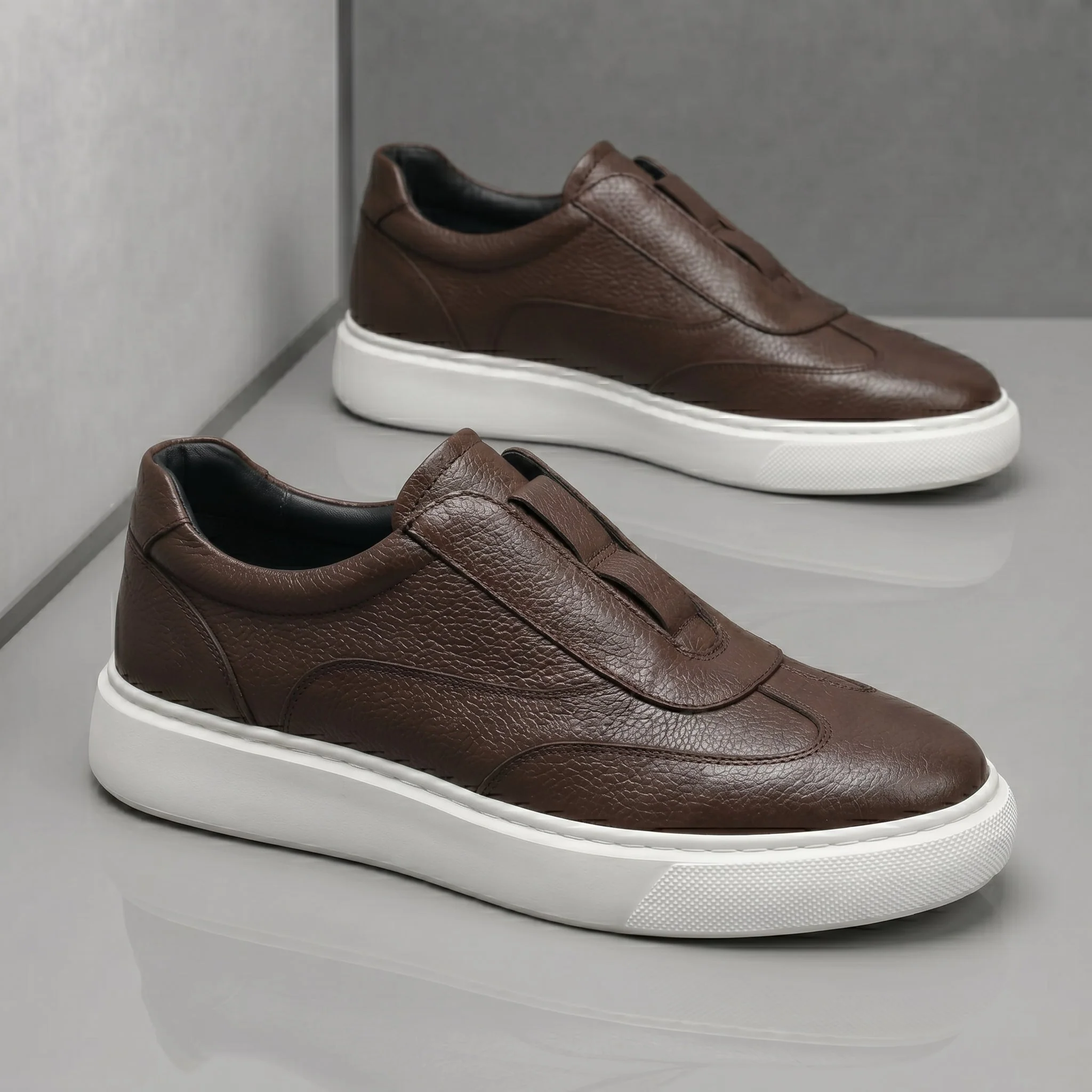 Sneakers Marron en Cuir - Tres Confortable - Image 7