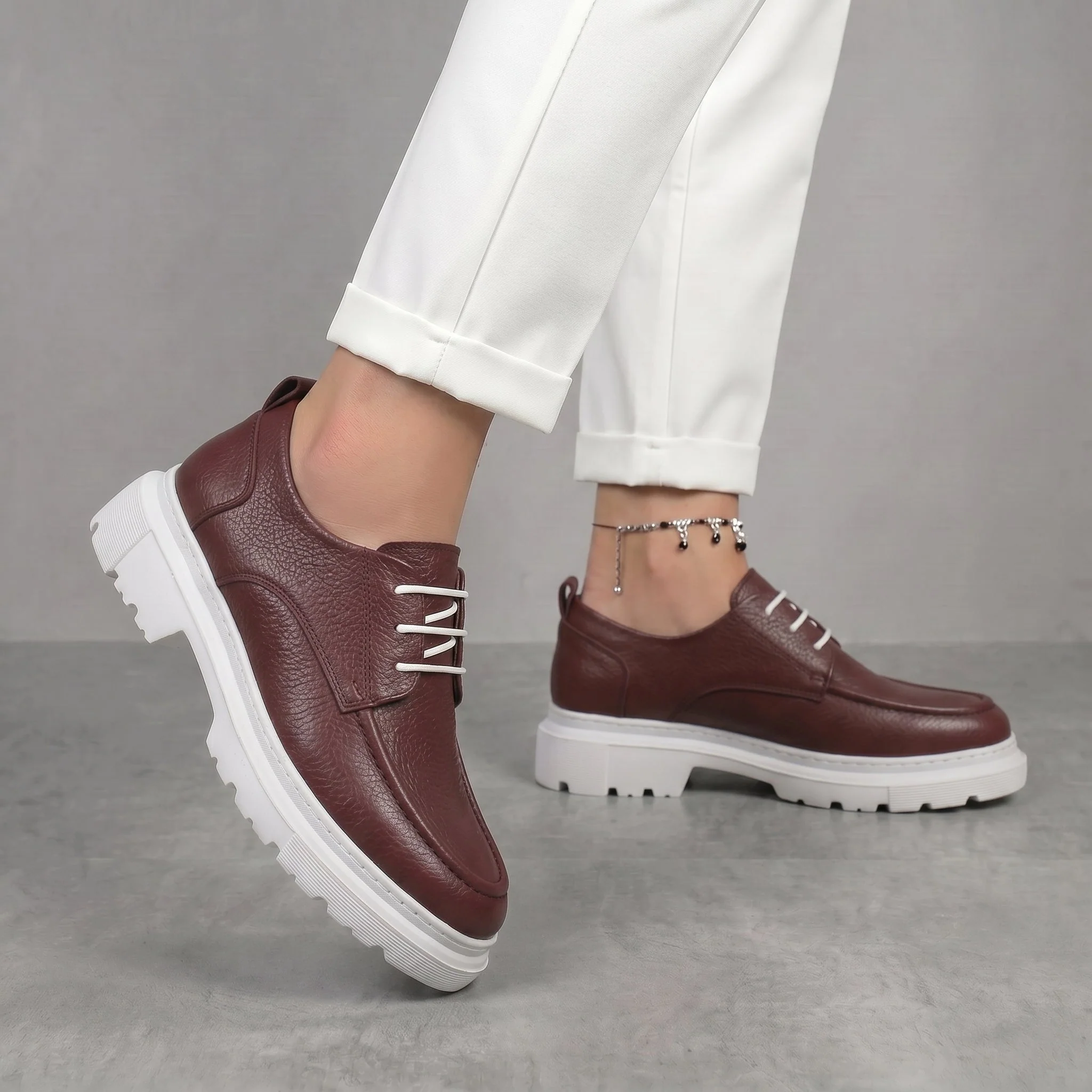 Sneakers Bordeaux en Cuir Tres Confortable - Femme - Image 2