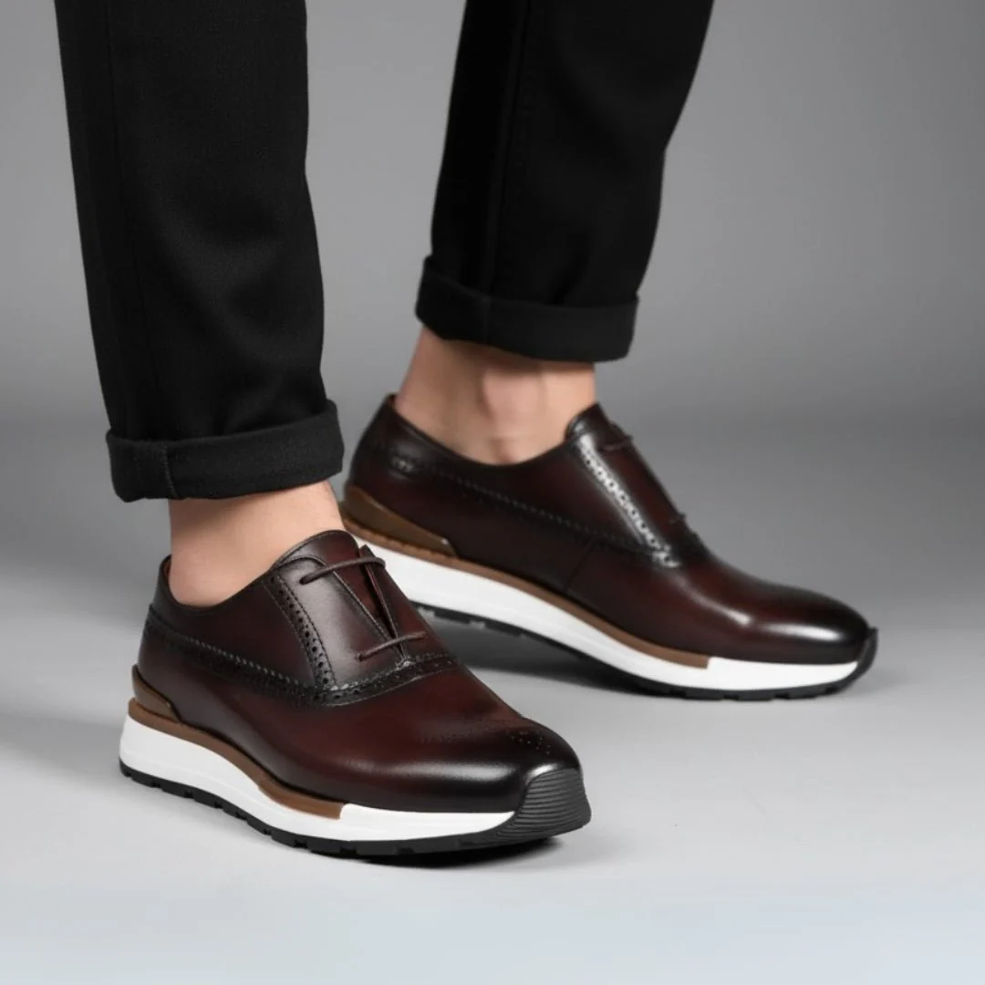 Sneakers Marron de Luxe en Cuir  - Tres Confortable