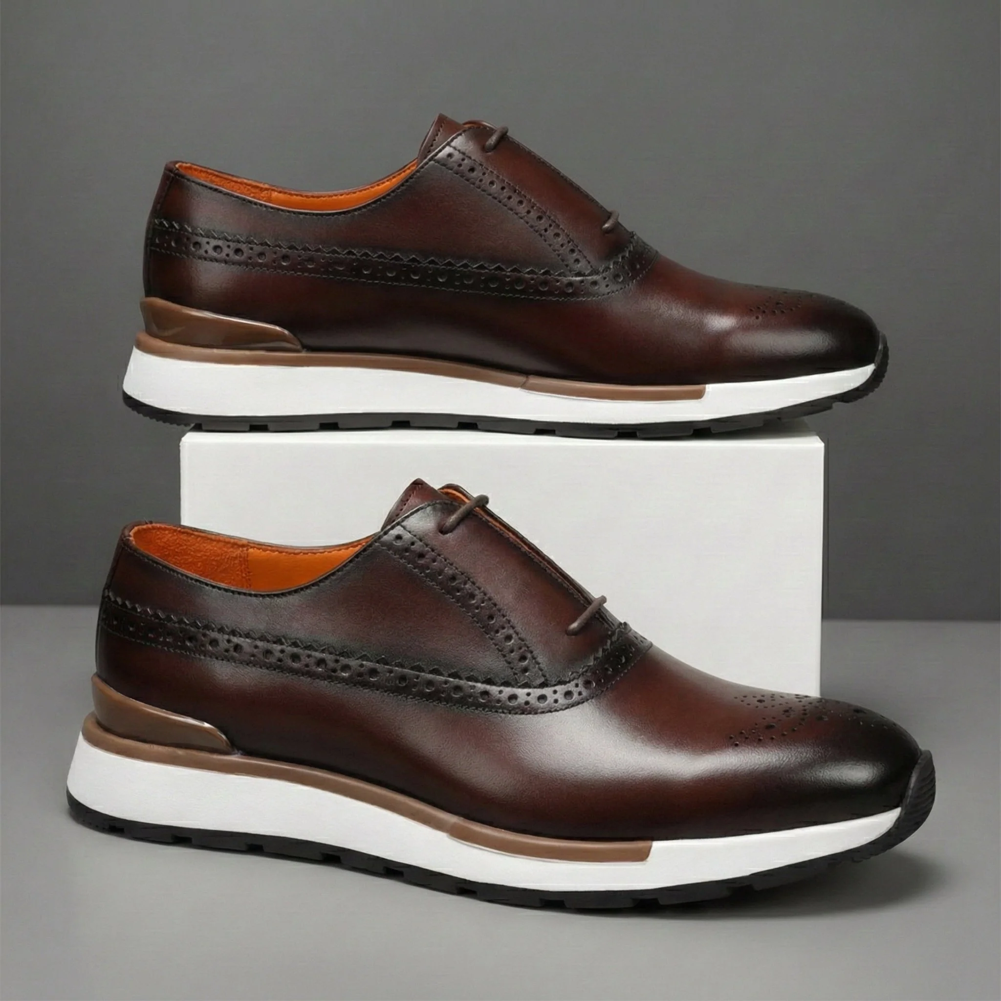 Sneakers Marron de Luxe en Cuir  - Tres Confortable - Image 5